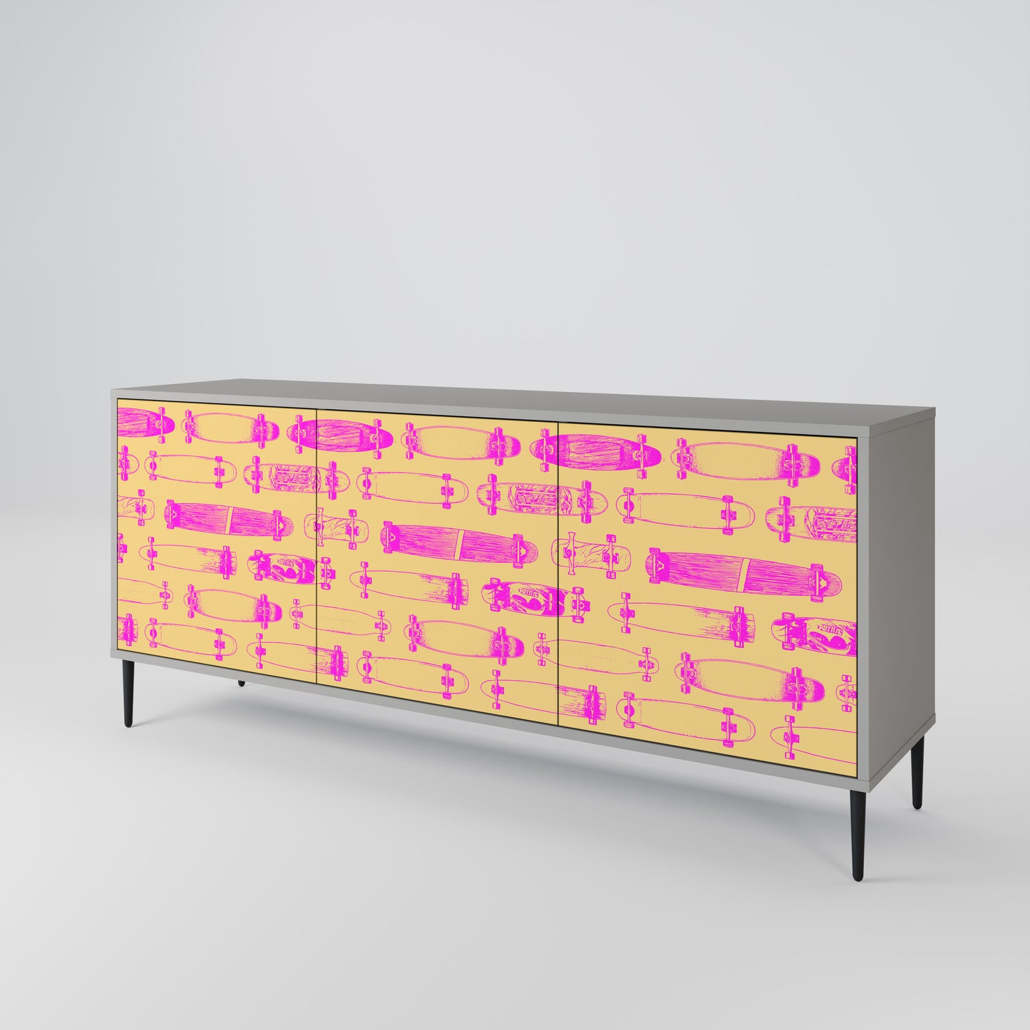 SKATEBOARD ARTISTRY 3-Door Sideboard in Grey Finish