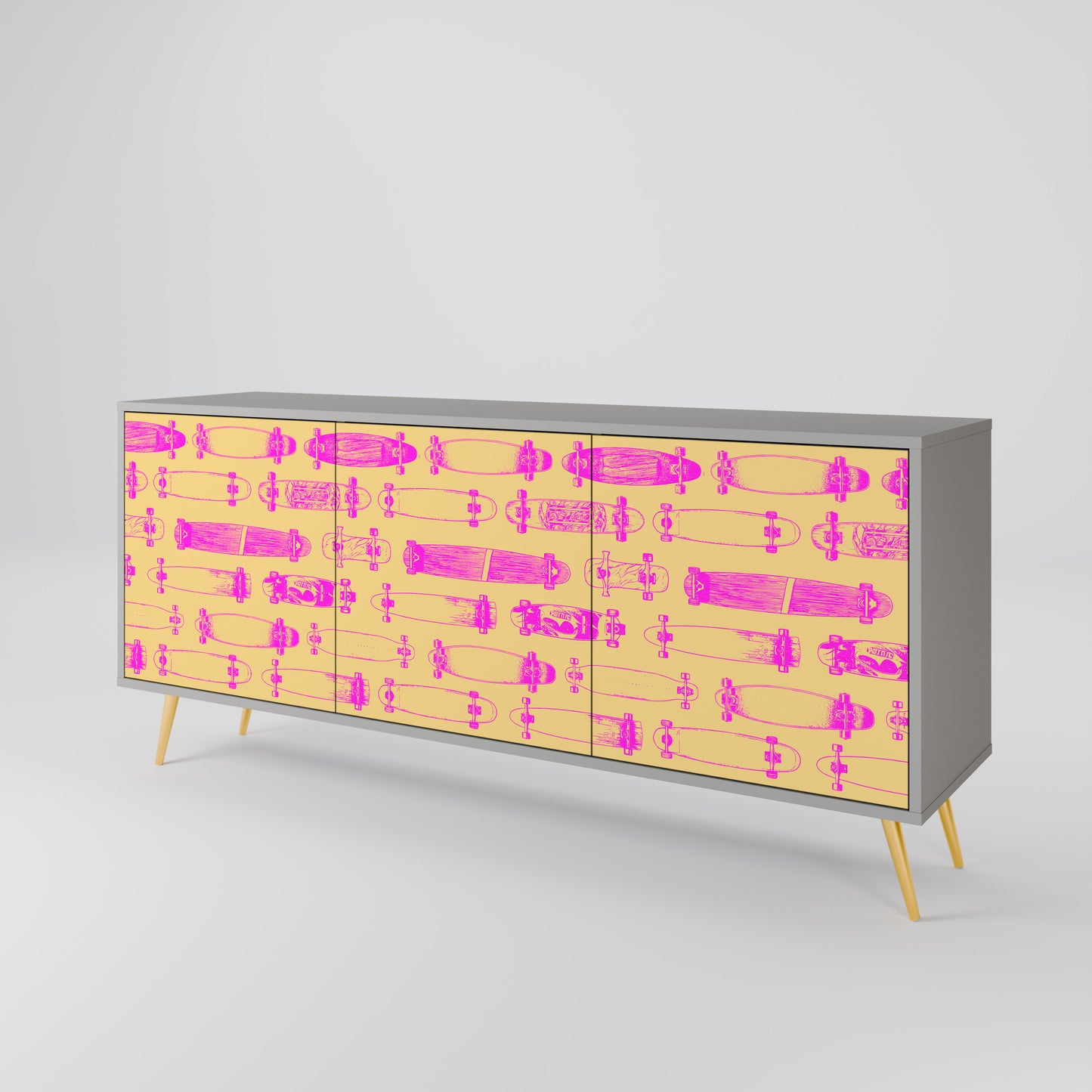 SKATEBOARD ARTISTRY 3-Door Sideboard in Grey Finish