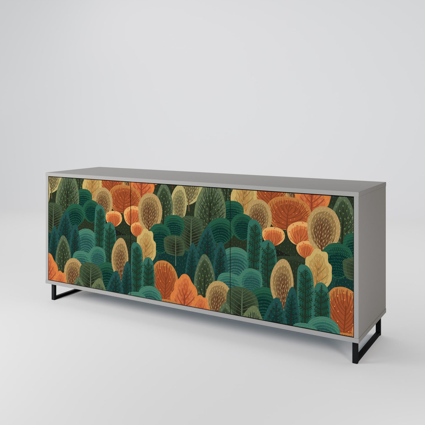 AUTUMN KALEIDOSCOPE 3-Door Sideboard in Grey Finish
