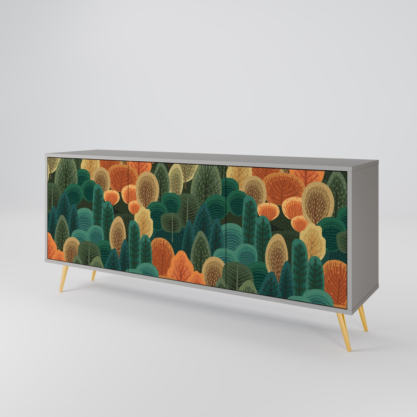 AUTUMN KALEIDOSCOPE 3-Door Sideboard in Grey Finish
