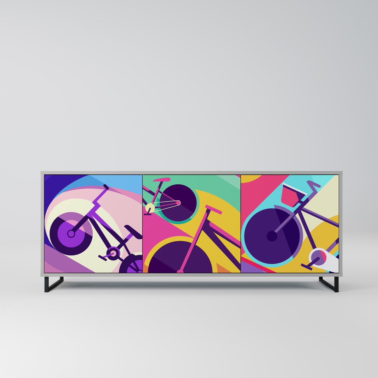 BIKE DREAMS 3-dörrars sideboard i grå finish