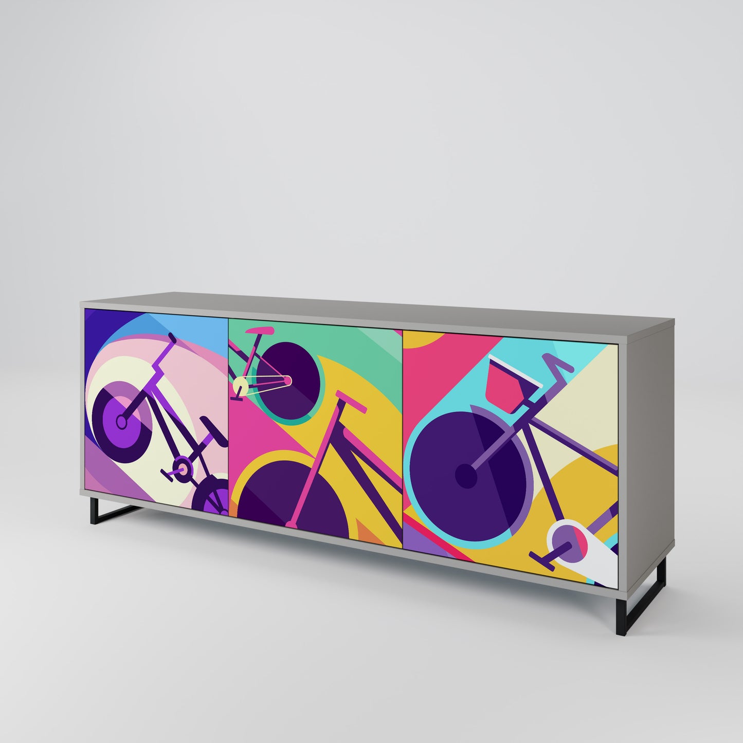 BIKE DREAMS 3-dörrars sideboard i grå finish