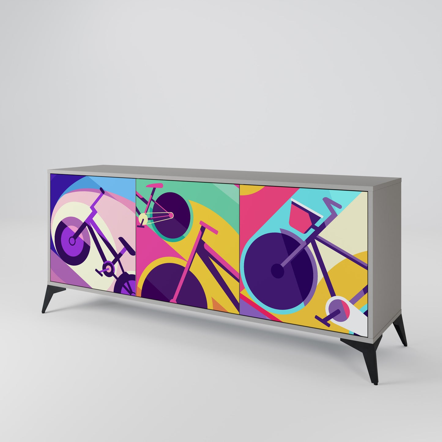BIKE DREAMS 3-dörrars sideboard i grå finish