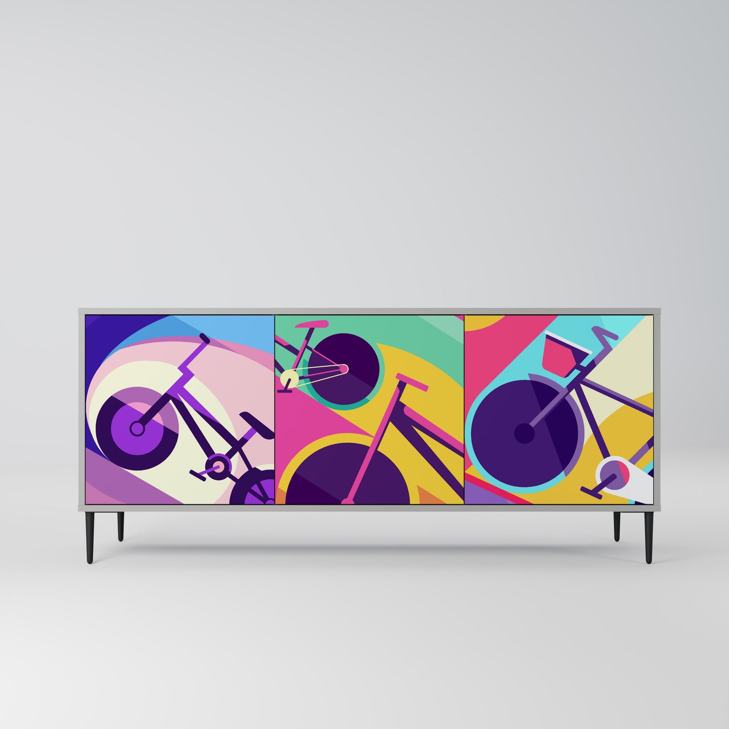 BIKE DREAMS 3-dörrars sideboard i grå finish