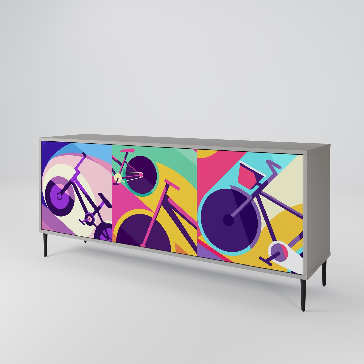 BIKE DREAMS 3-dörrars sideboard i grå finish