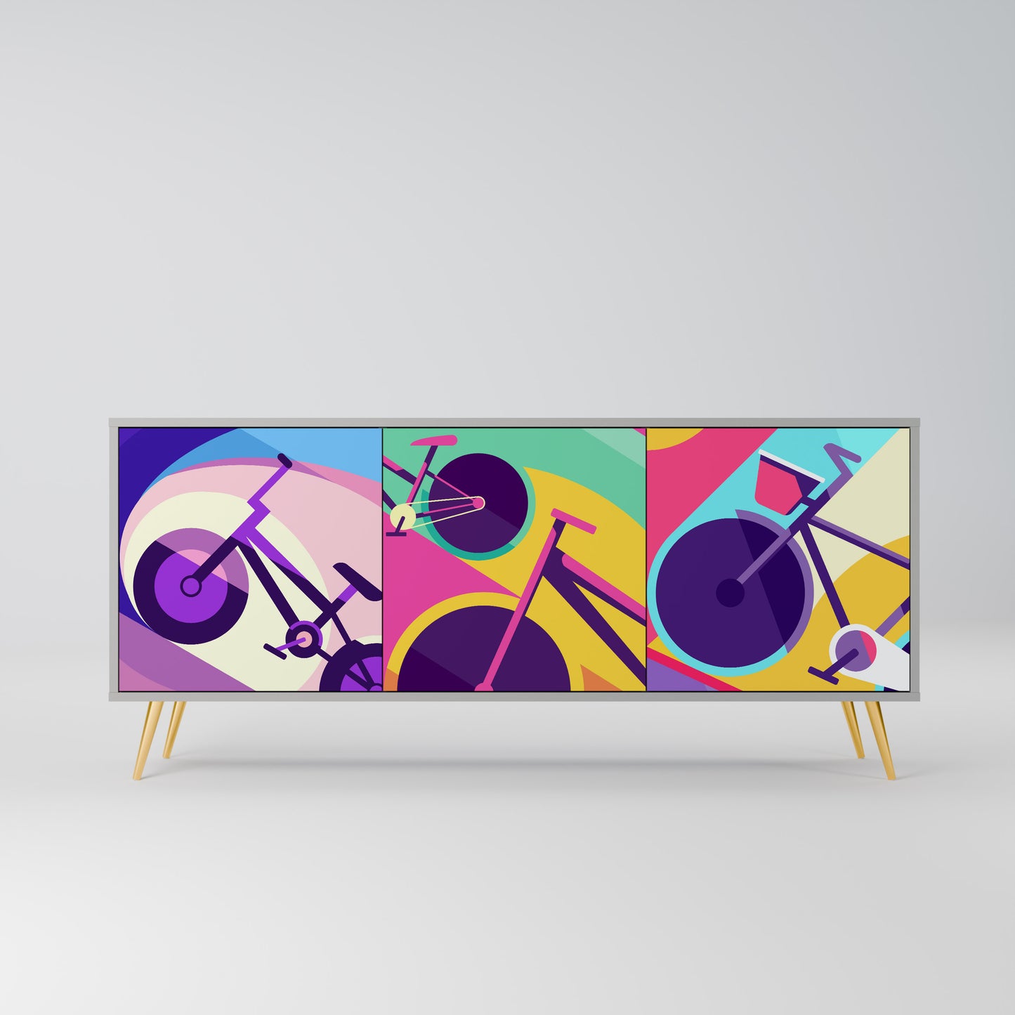 BIKE DREAMS 3-dörrars sideboard i grå finish