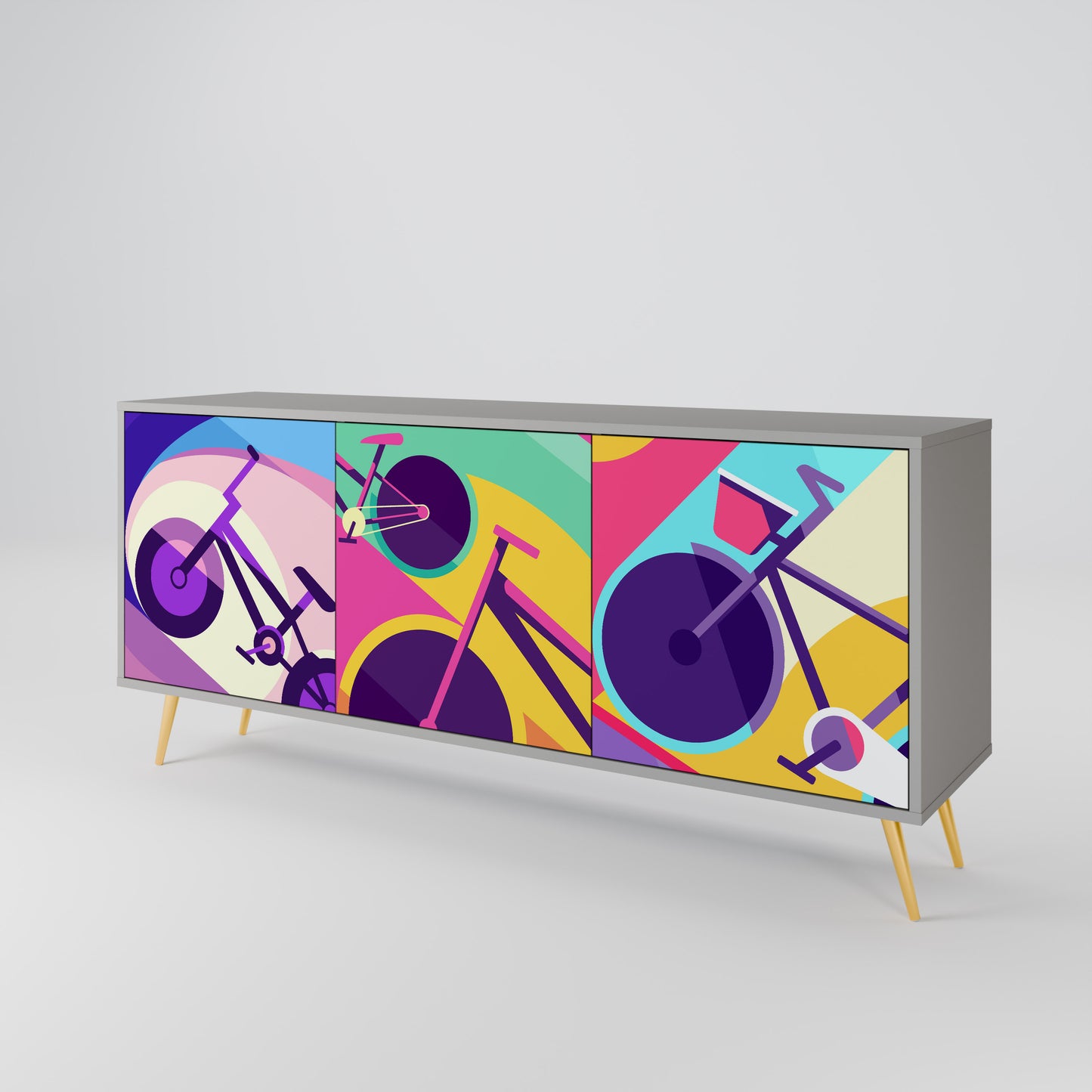 BIKE DREAMS 3-dörrars sideboard i grå finish