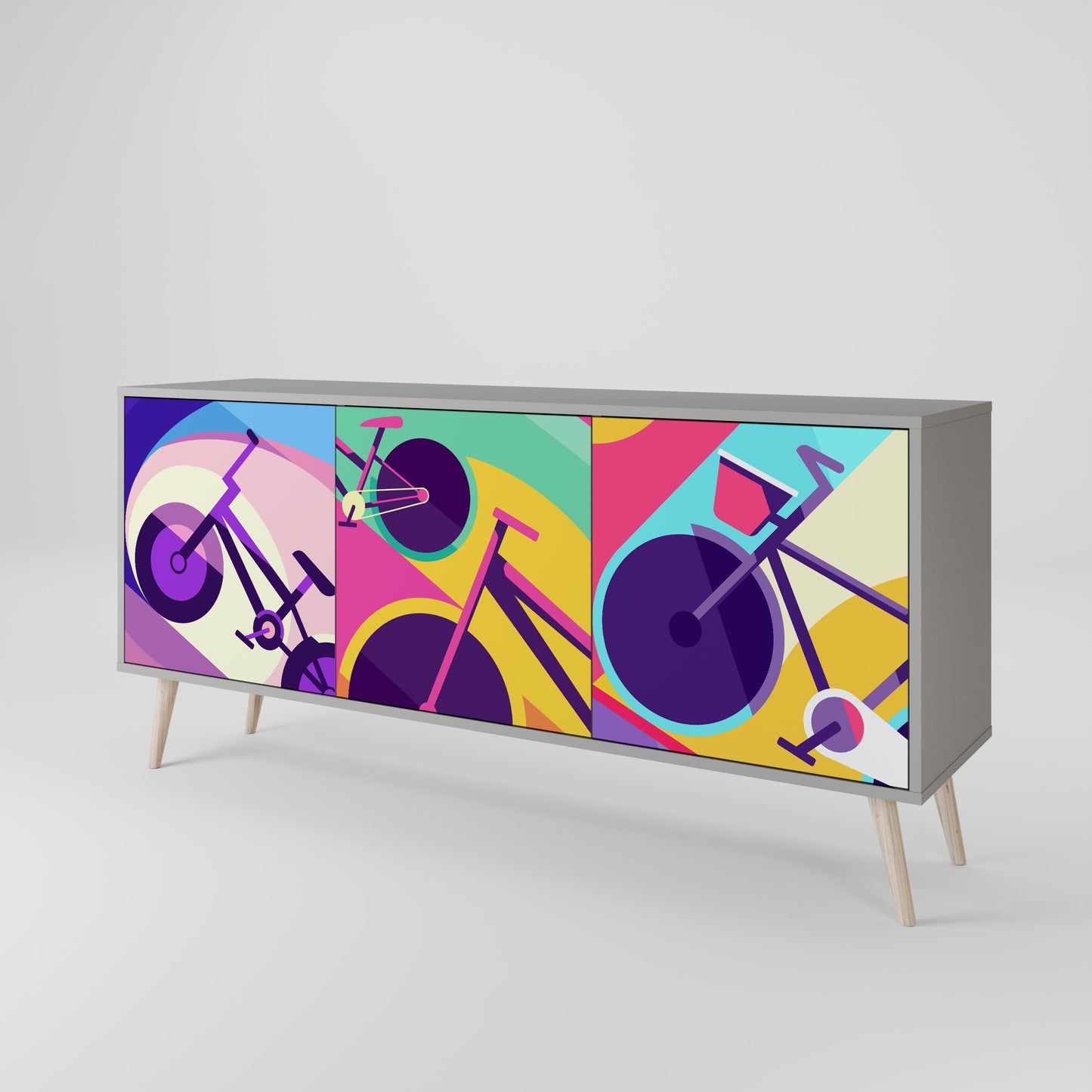 BIKE DREAMS 3-dörrars sideboard i grå finish