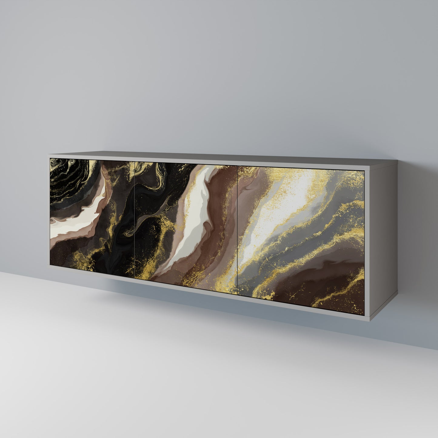 GOLD DUST 3-Door Sideboard in Grey Finish