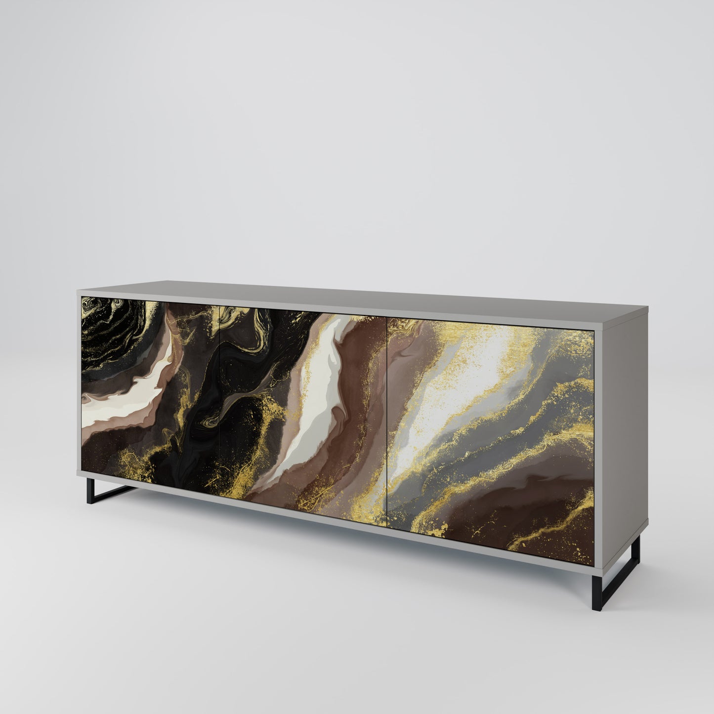 GOLD DUST 3-Door Sideboard in Grey Finish