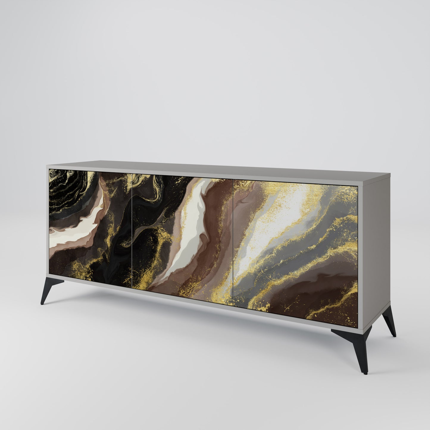 GOLD DUST 3-Door Sideboard in Grey Finish