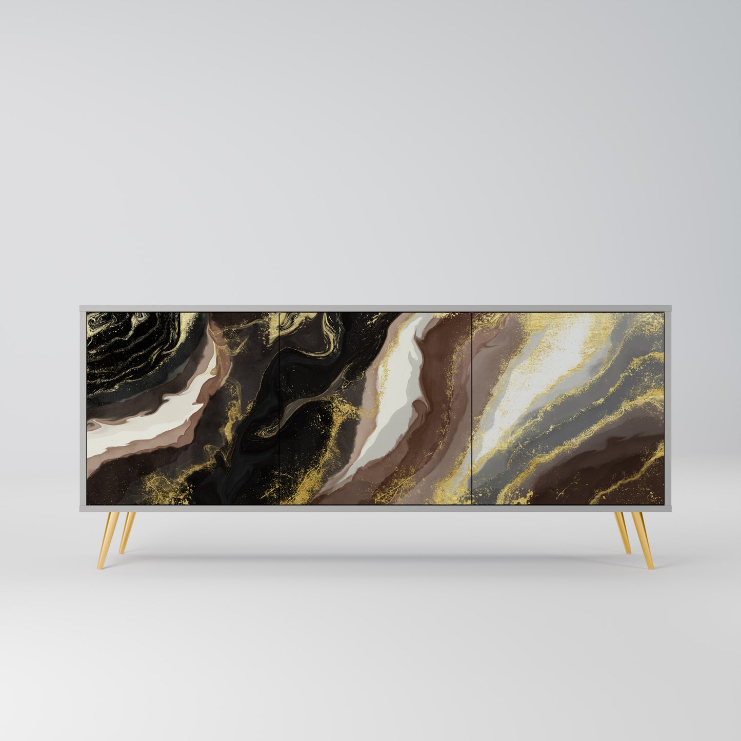 GOLD DUST 3-Door Sideboard in Grey Finish