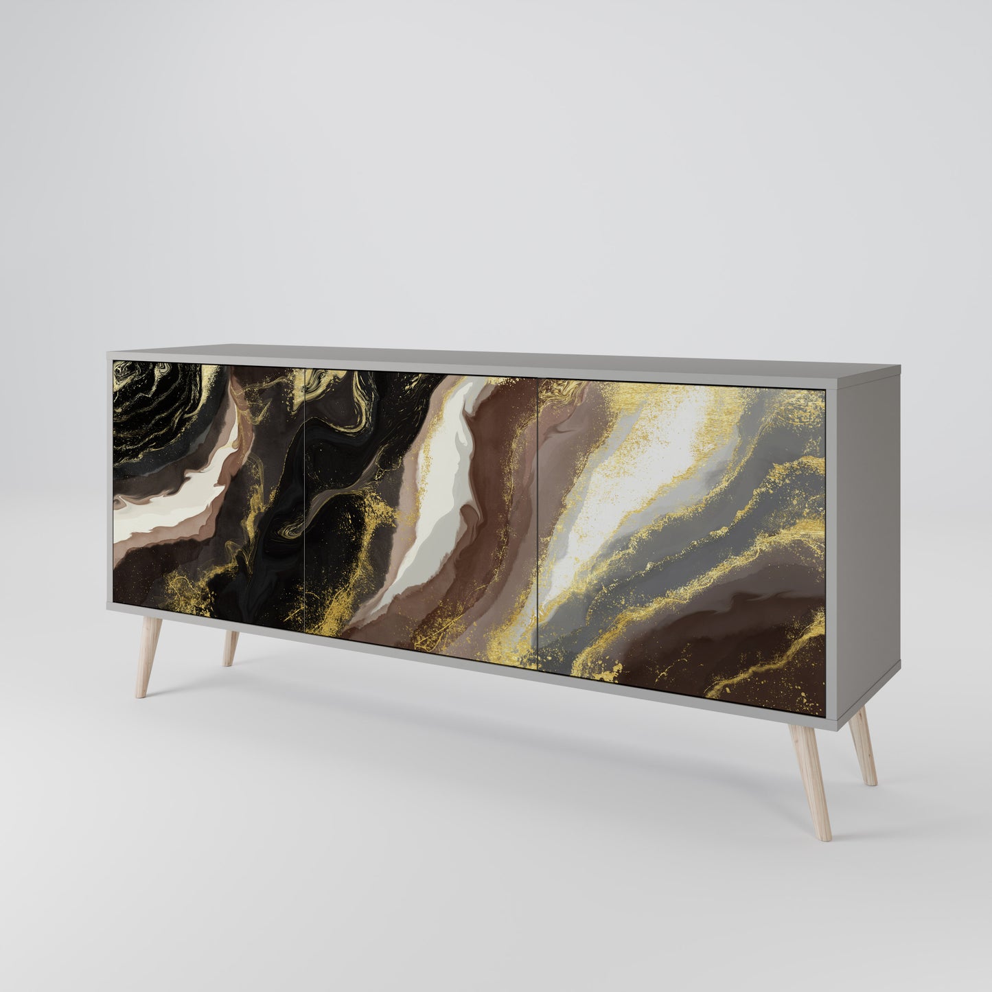 GOLD DUST 3-Door Sideboard in Grey Finish
