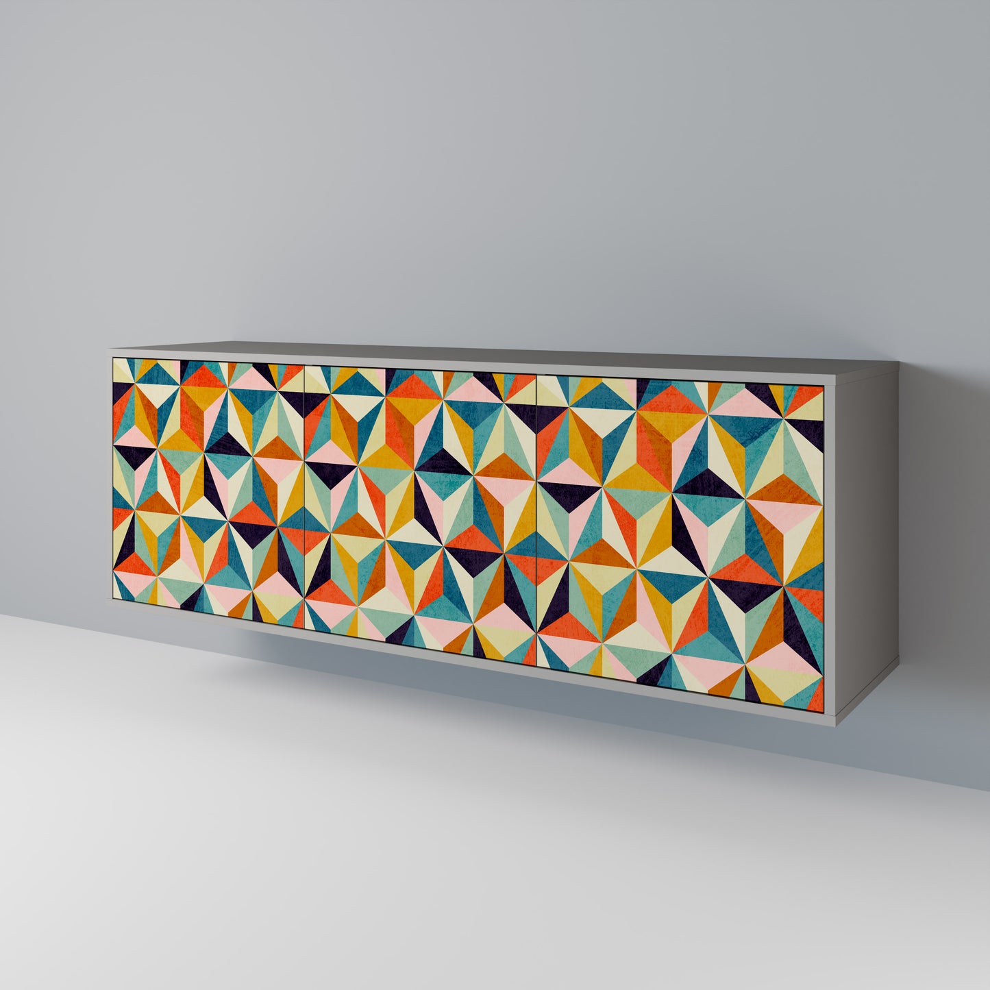 TESSELATE TREASURES 3-Door Sideboard in Grey Finish