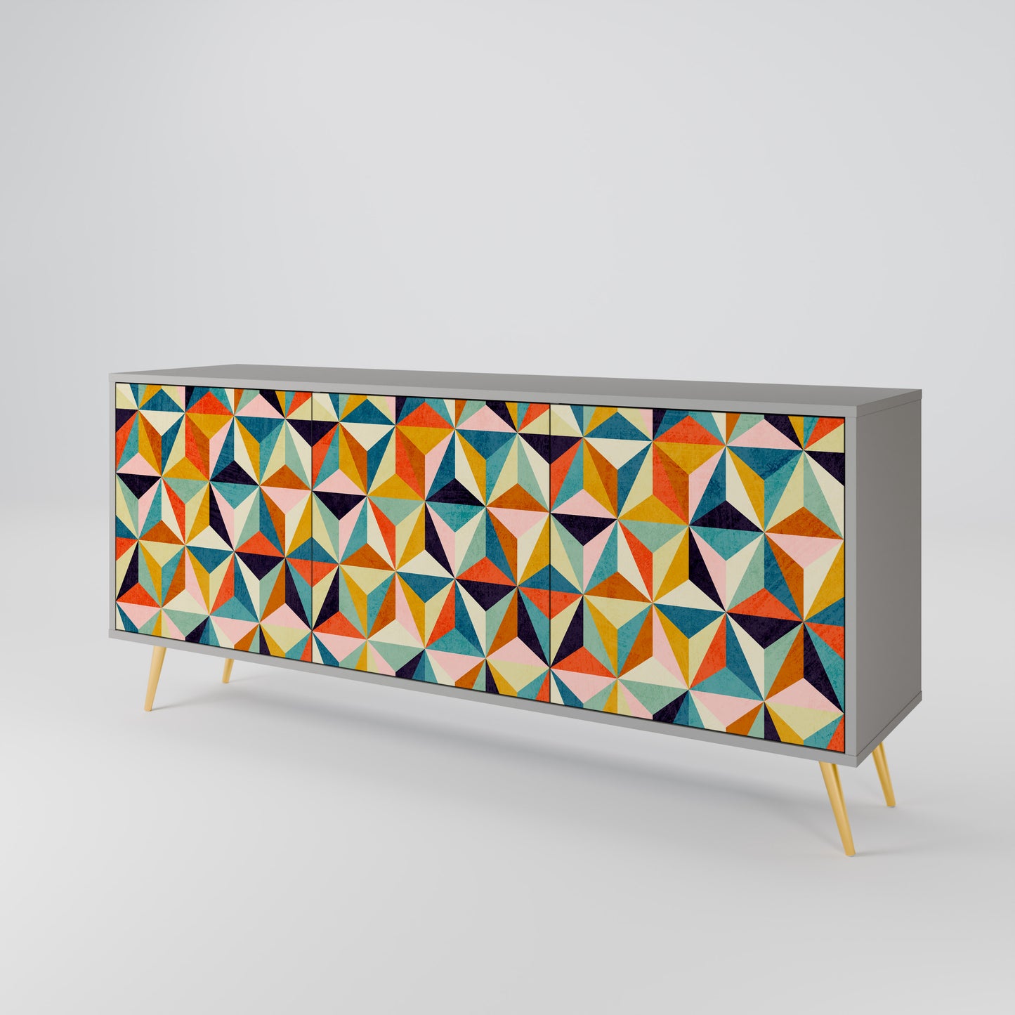 TESSELATE TREASURES 3-Door Sideboard in Grey Finish