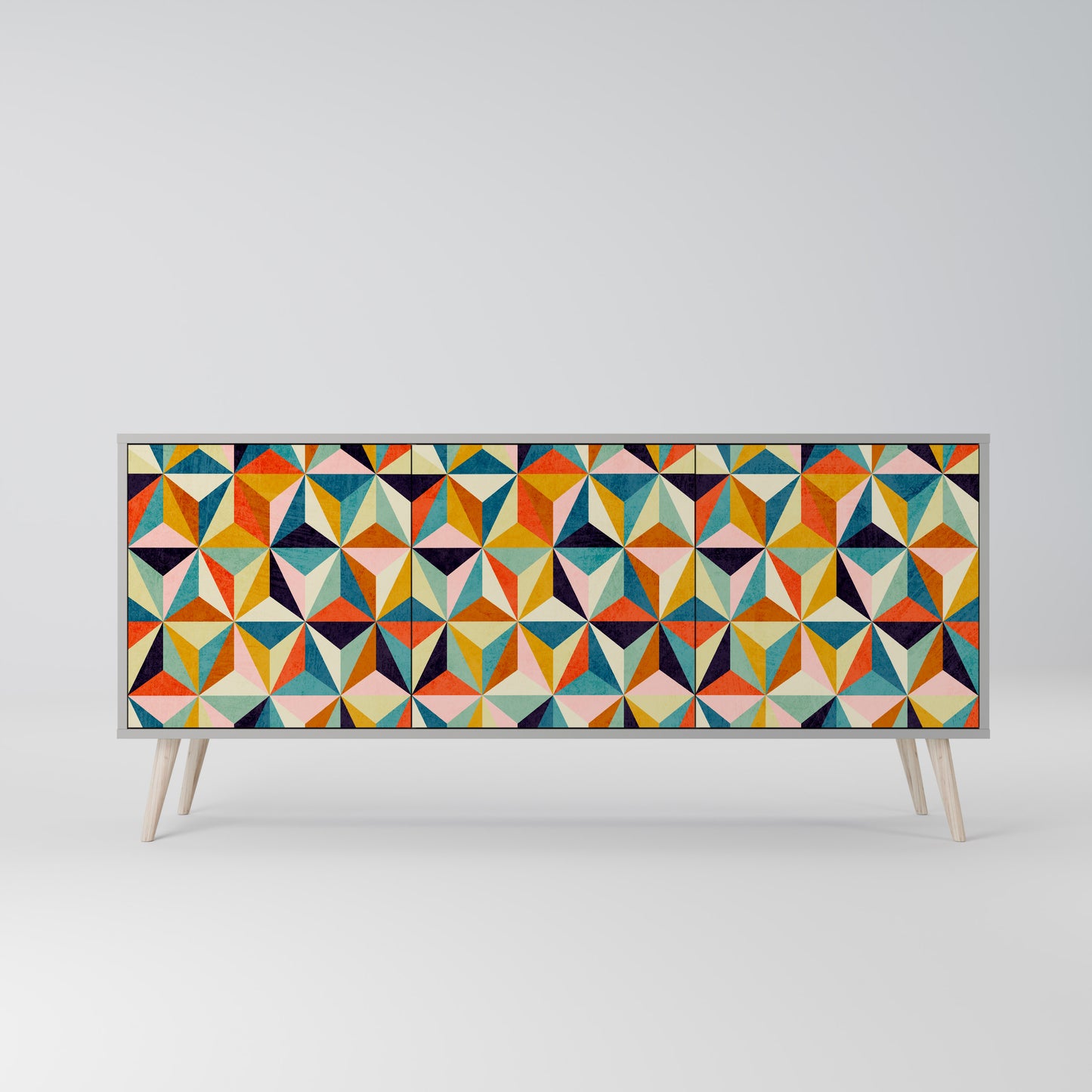 TESSELATE TREASURES 3-Door Sideboard in Grey Finish