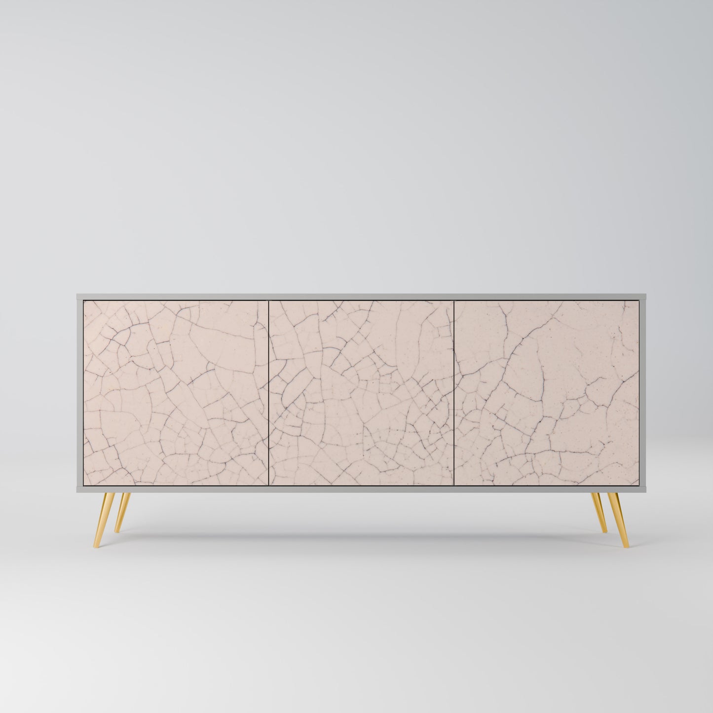 CERAMIC TEXTURE 3-Door Sideboard in Grey Finish