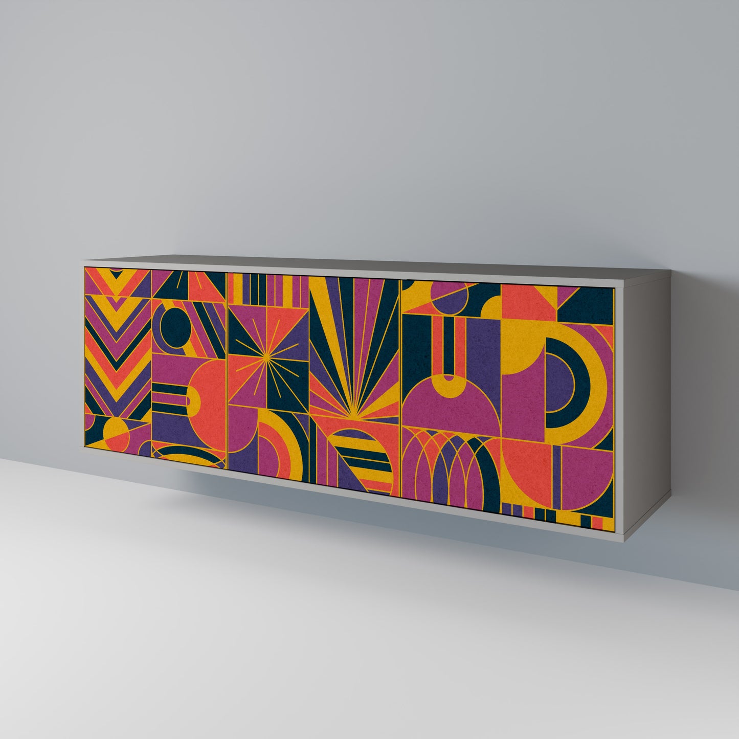 ELECTRIC PATTERNS 3-Door Sideboard in Grey Finish