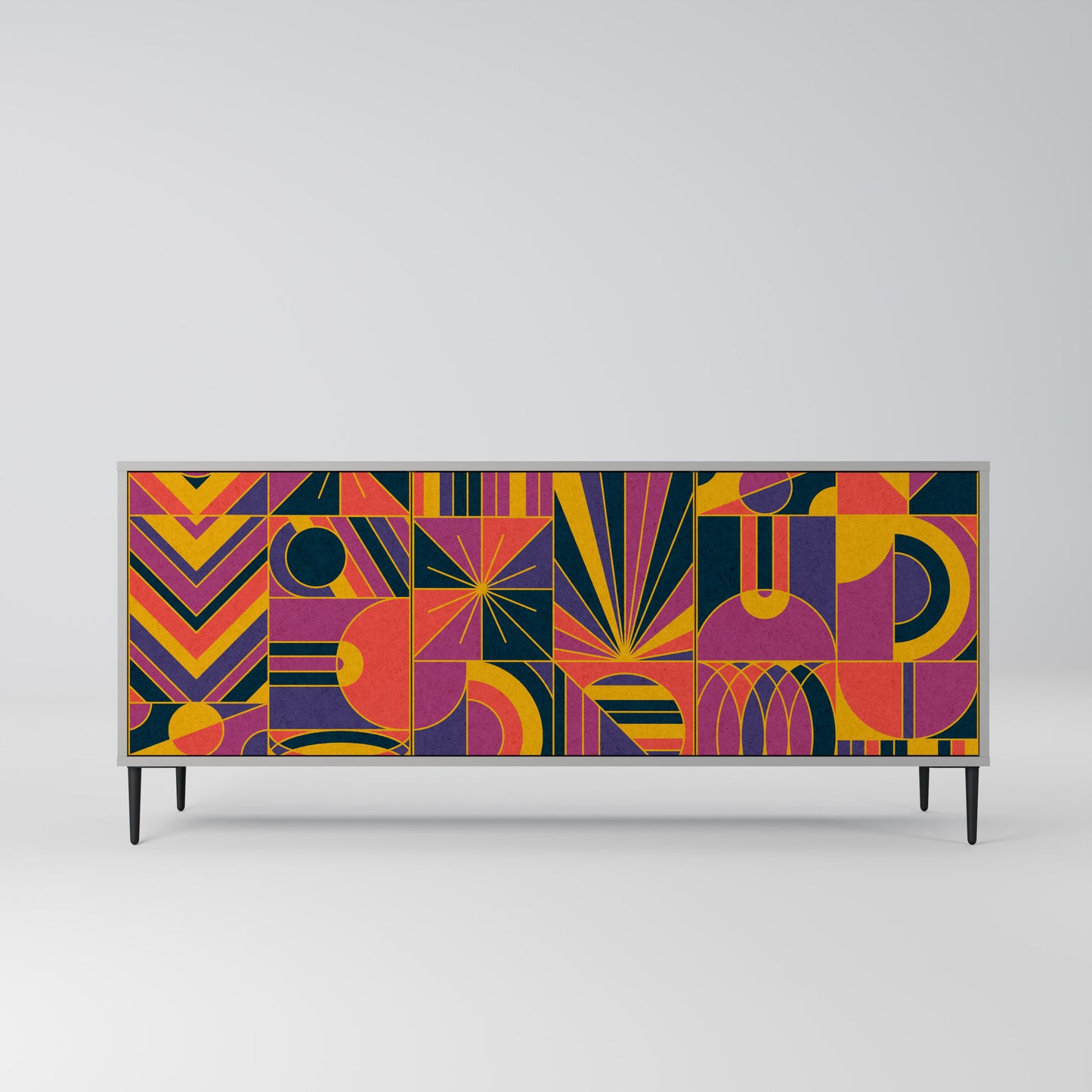 ELECTRIC PATTERNS 3-Door Sideboard in Grey Finish