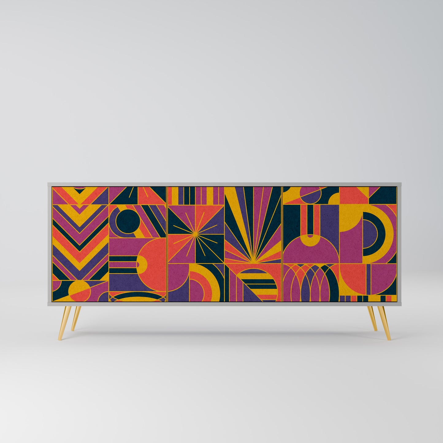 ELECTRIC PATTERNS 3-Door Sideboard in Grey Finish