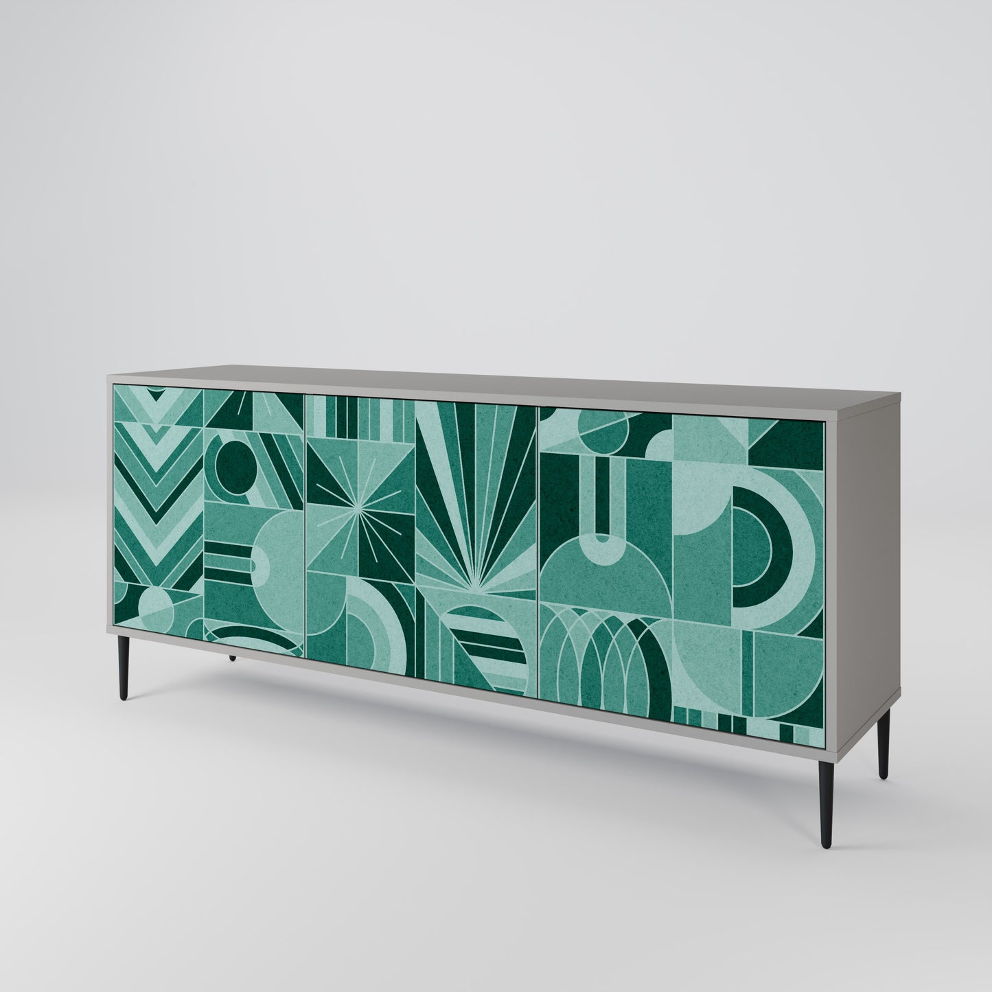HARMONIC GRID 3-Door Sideboard in Grey Finish