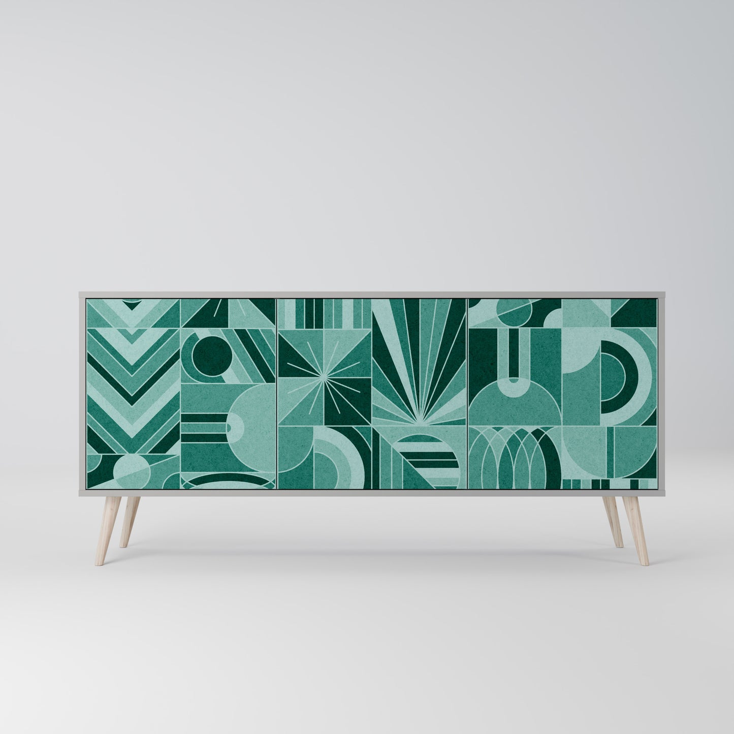 HARMONIC GRID 3-Door Sideboard in Grey Finish