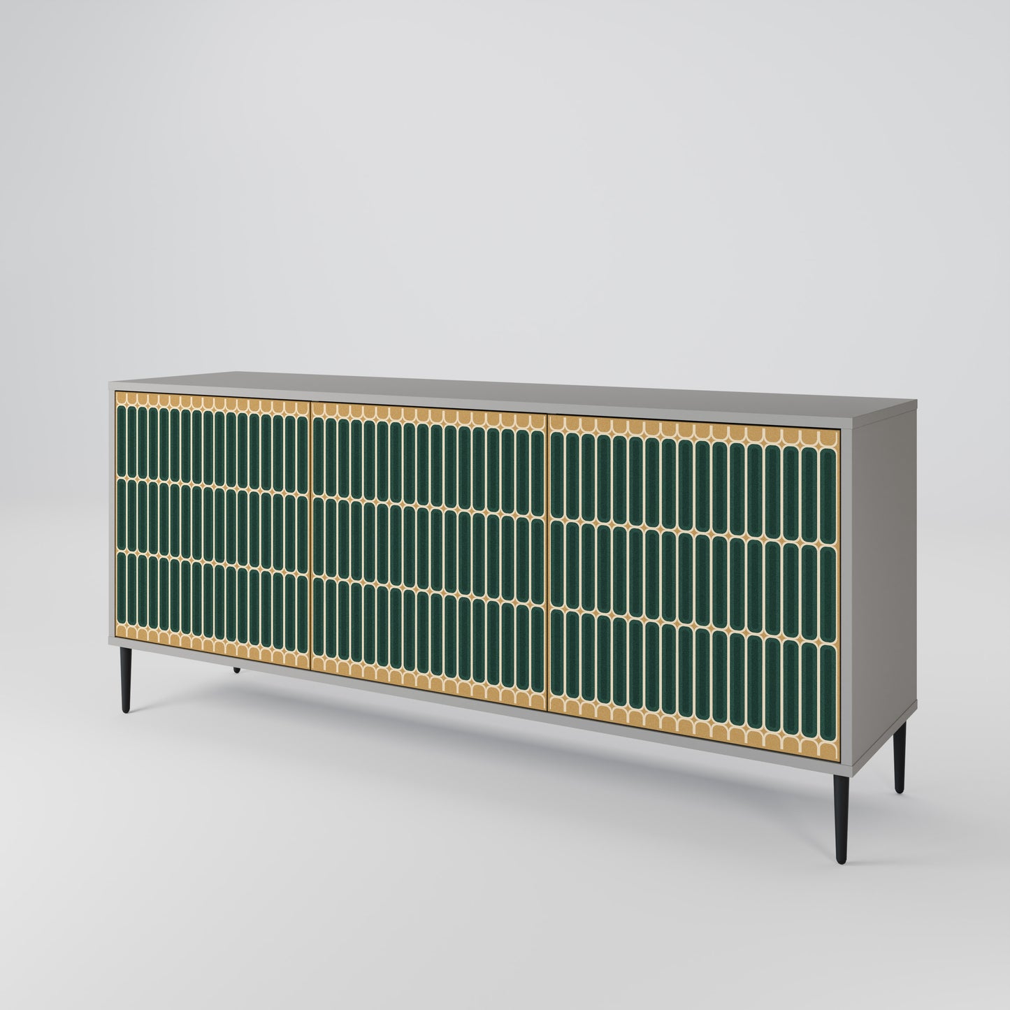 ILUSION GATE 3-Door Sideboard in Grey Finish