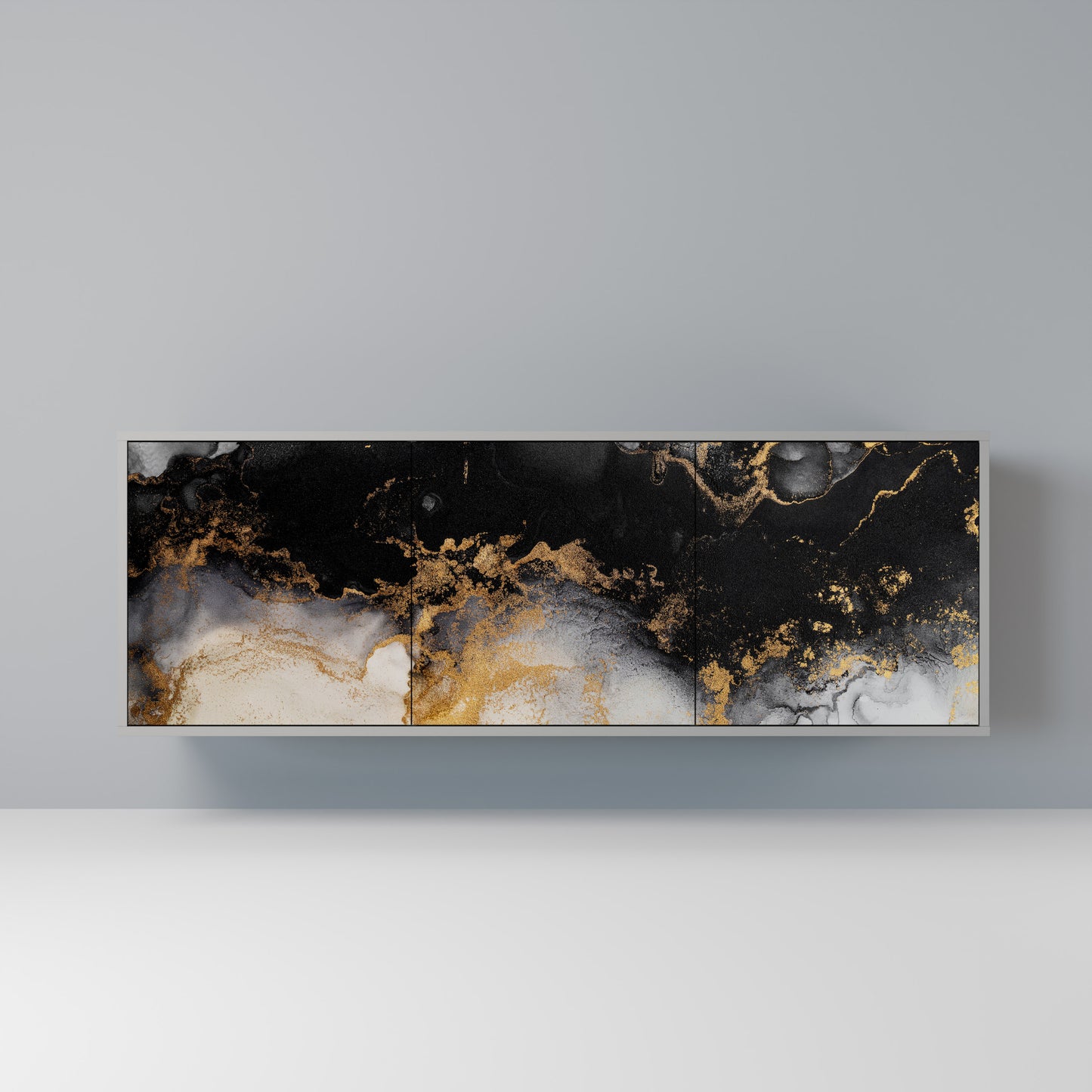 MARBLE OF TOMMORROW 3-Door Sideboard in Grey Finish