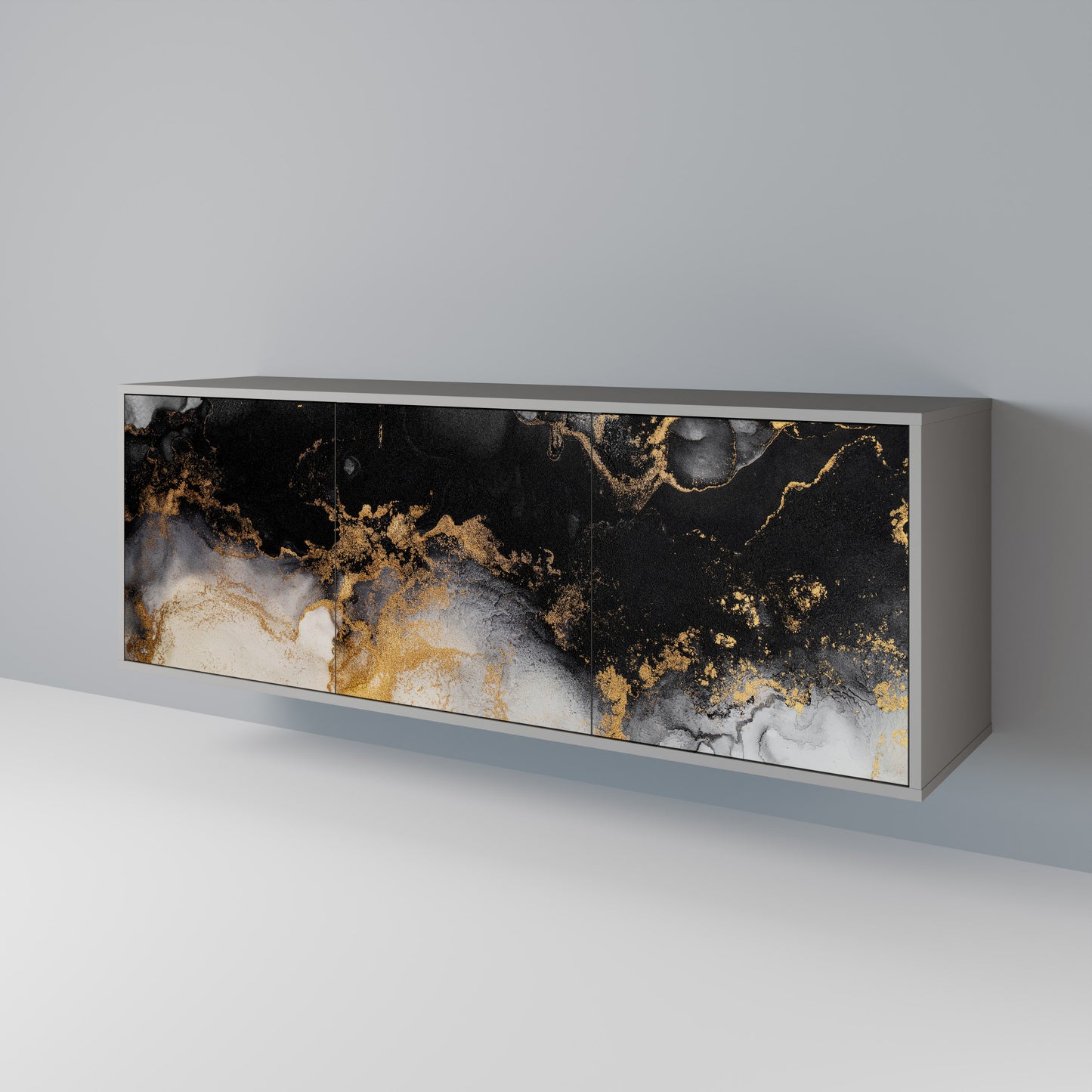 MARBLE OF TOMMORROW 3-Door Sideboard in Grey Finish