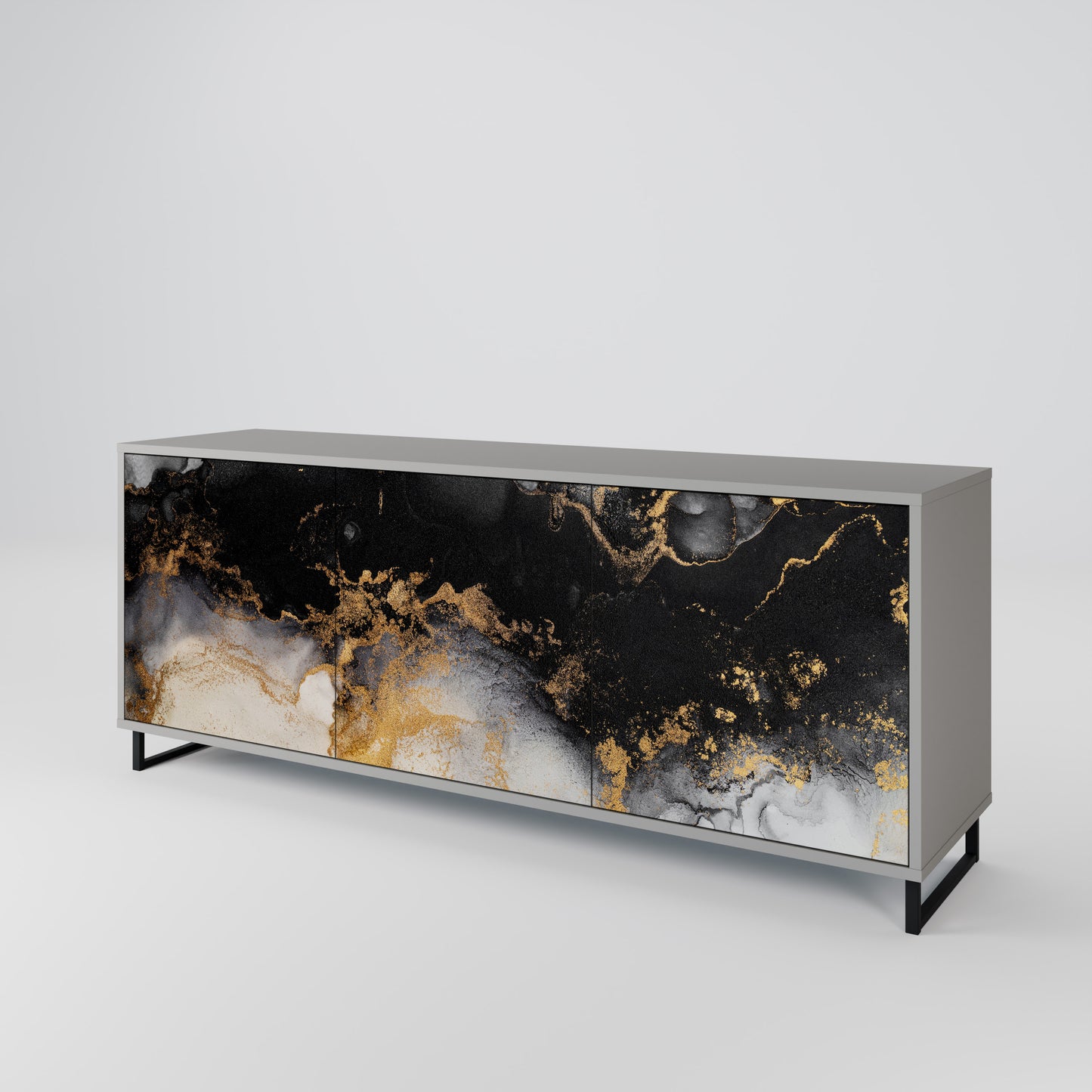 MARBLE OF TOMMORROW 3-Door Sideboard in Grey Finish