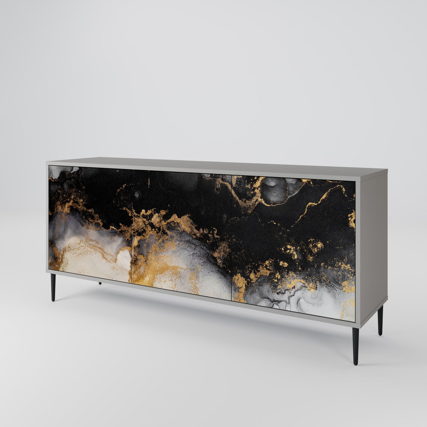 MARBLE OF TOMMORROW 3-Door Sideboard in Grey Finish