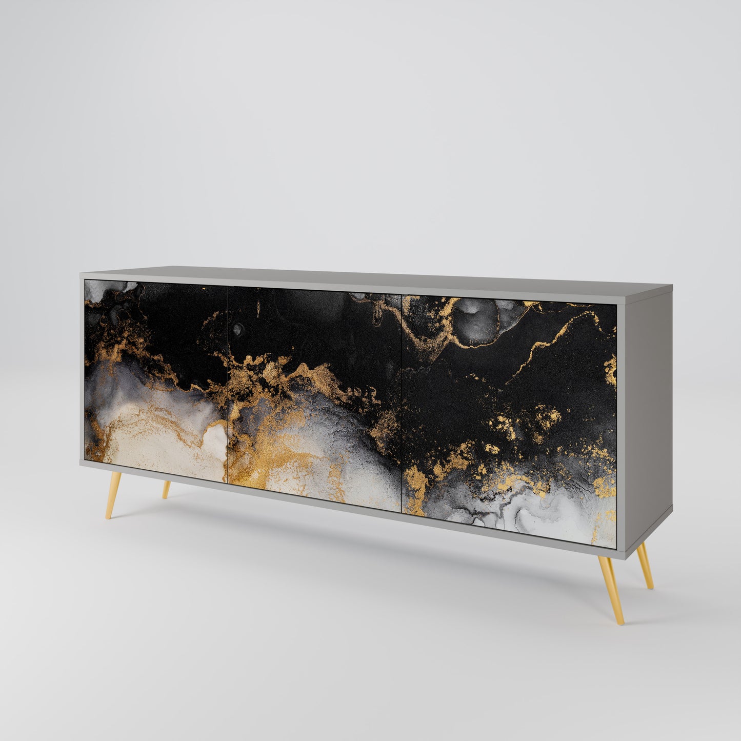MARBLE OF TOMMORROW 3-Door Sideboard in Grey Finish
