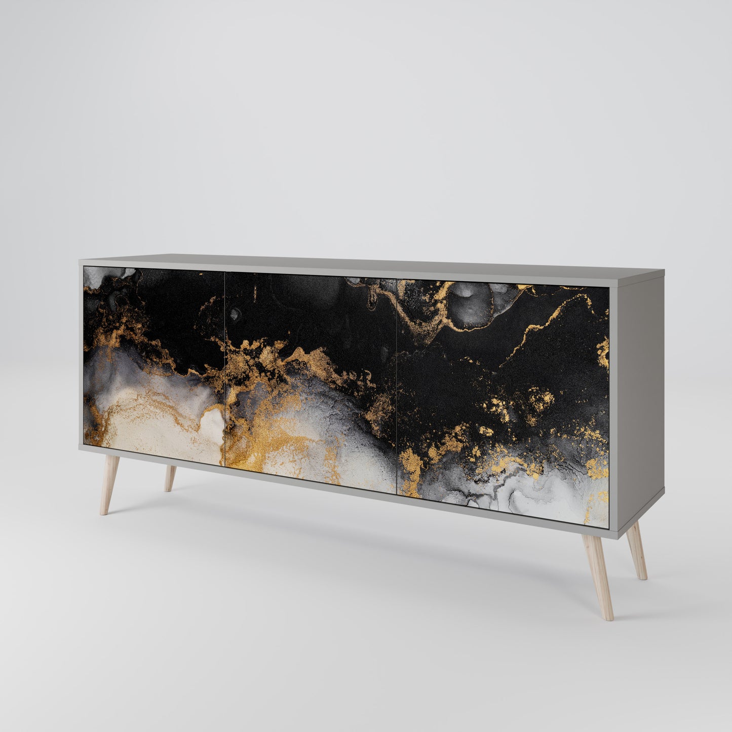 MARBLE OF TOMMORROW 3-Door Sideboard in Grey Finish