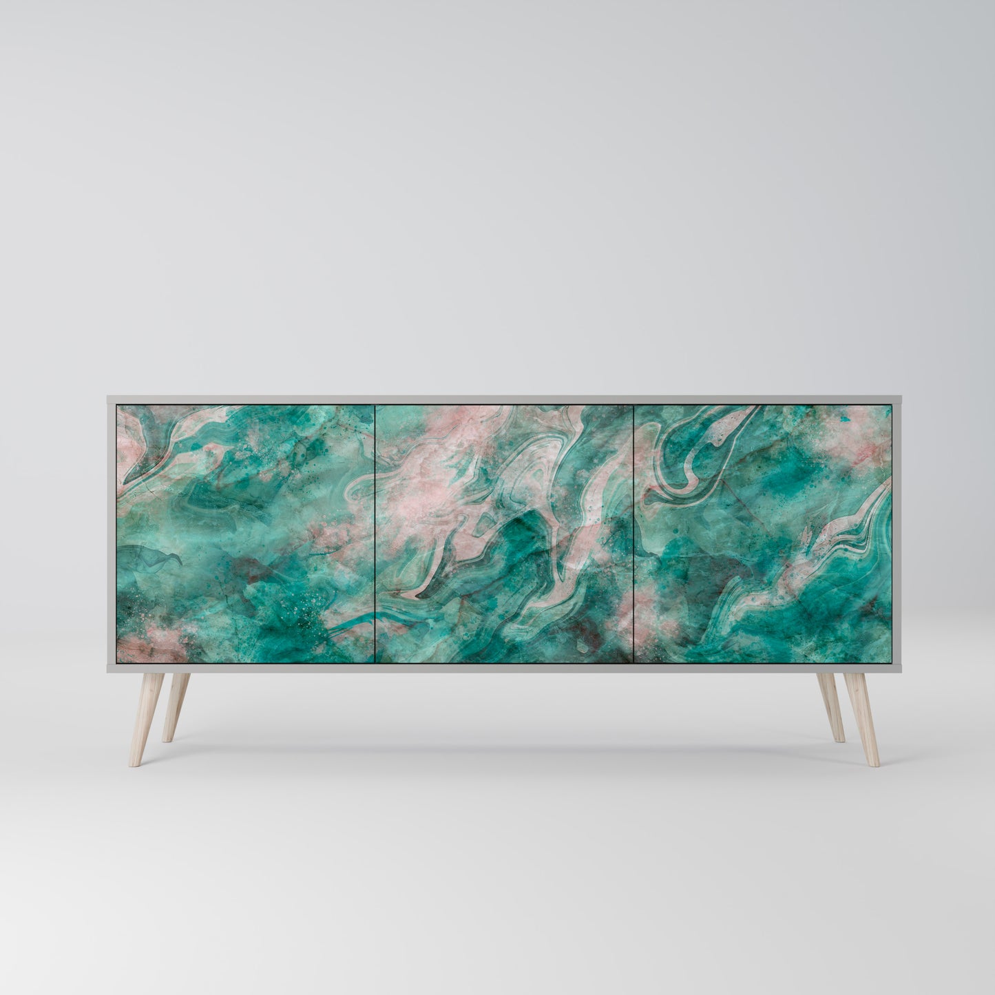ABSTRACT ALCHEMY 3-Door Sideboard in Grey Finish