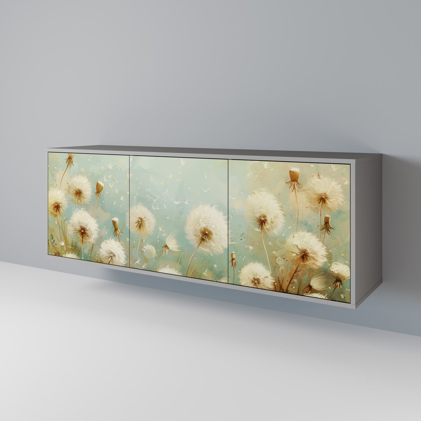 DREAMY MEADOW 3-Door Sideboard in Grey Finish