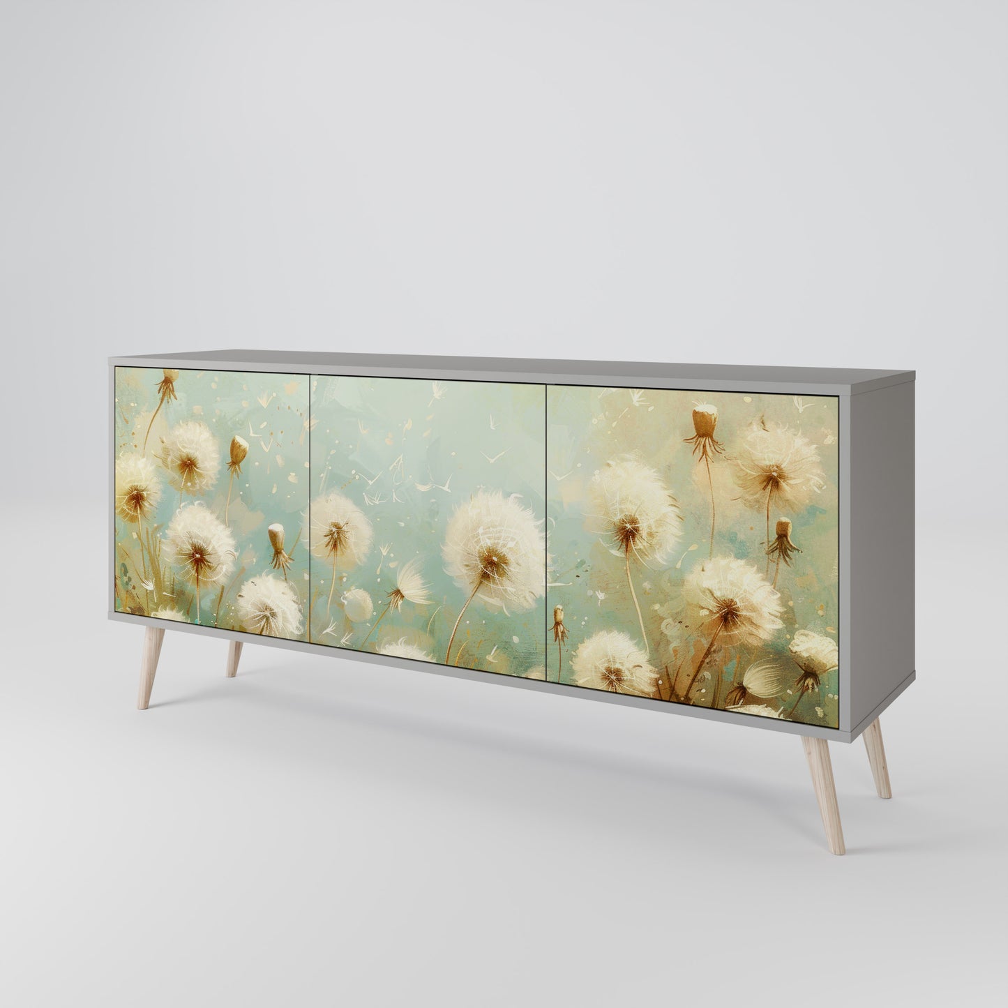 DREAMY MEADOW 3-Door Sideboard in Grey Finish