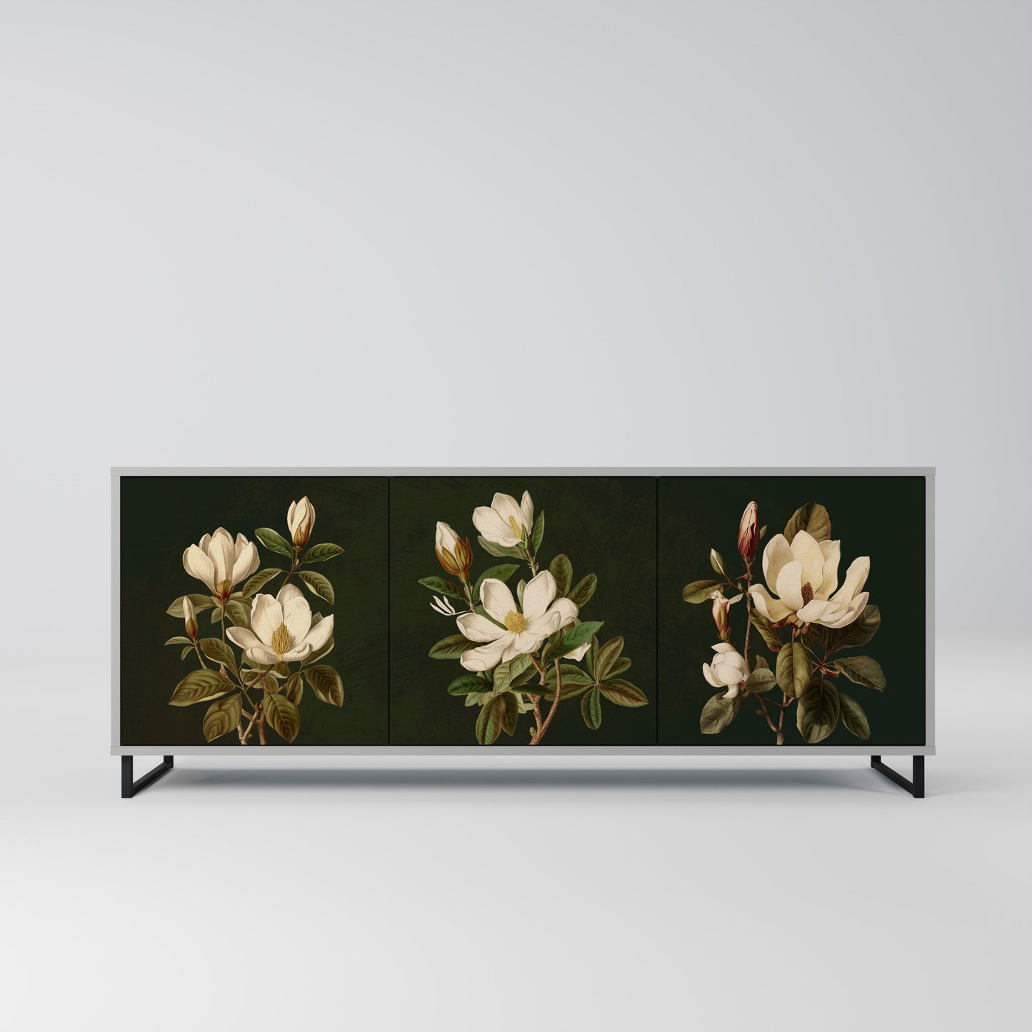 FLORAL NOIR 3-dörrars skänk i grå finish