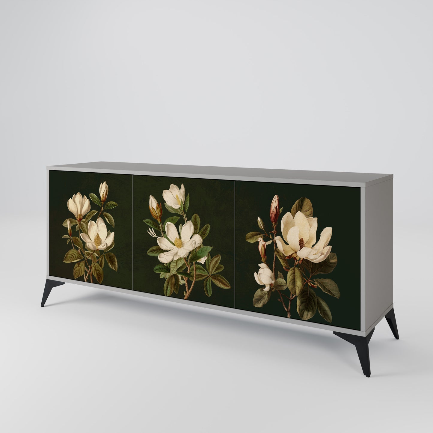 FLORAL NOIR 3-dörrars skänk i grå finish