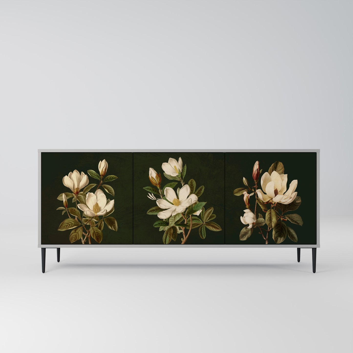 FLORAL NOIR 3-dörrars skänk i grå finish