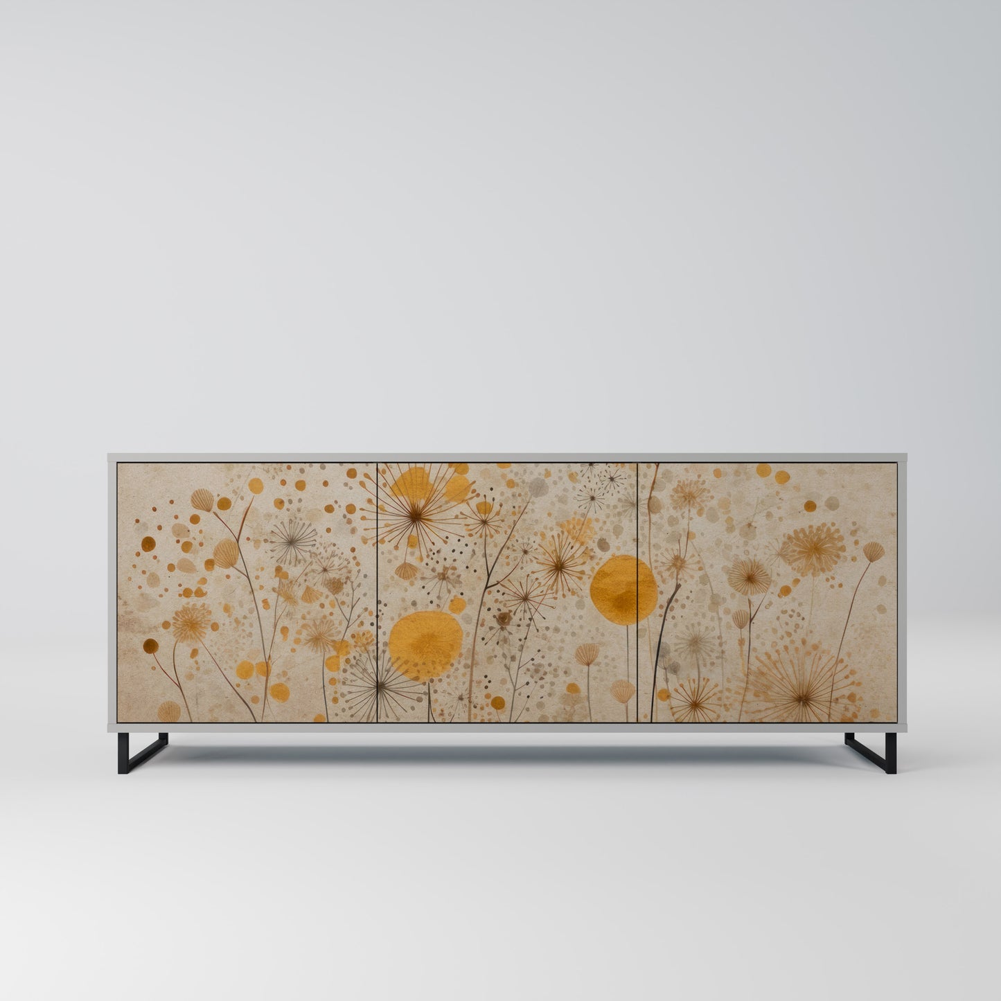MORNING GLADE 3-Door Sideboard in Grey Finish