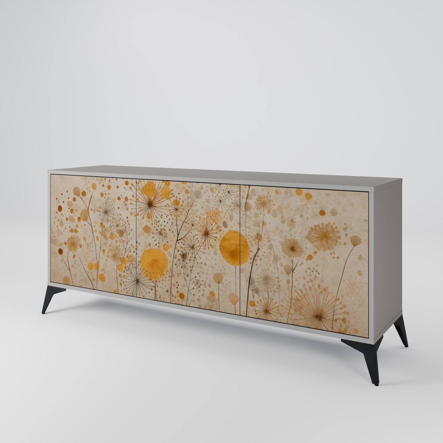 MORNING GLADE 3-Door Sideboard in Grey Finish