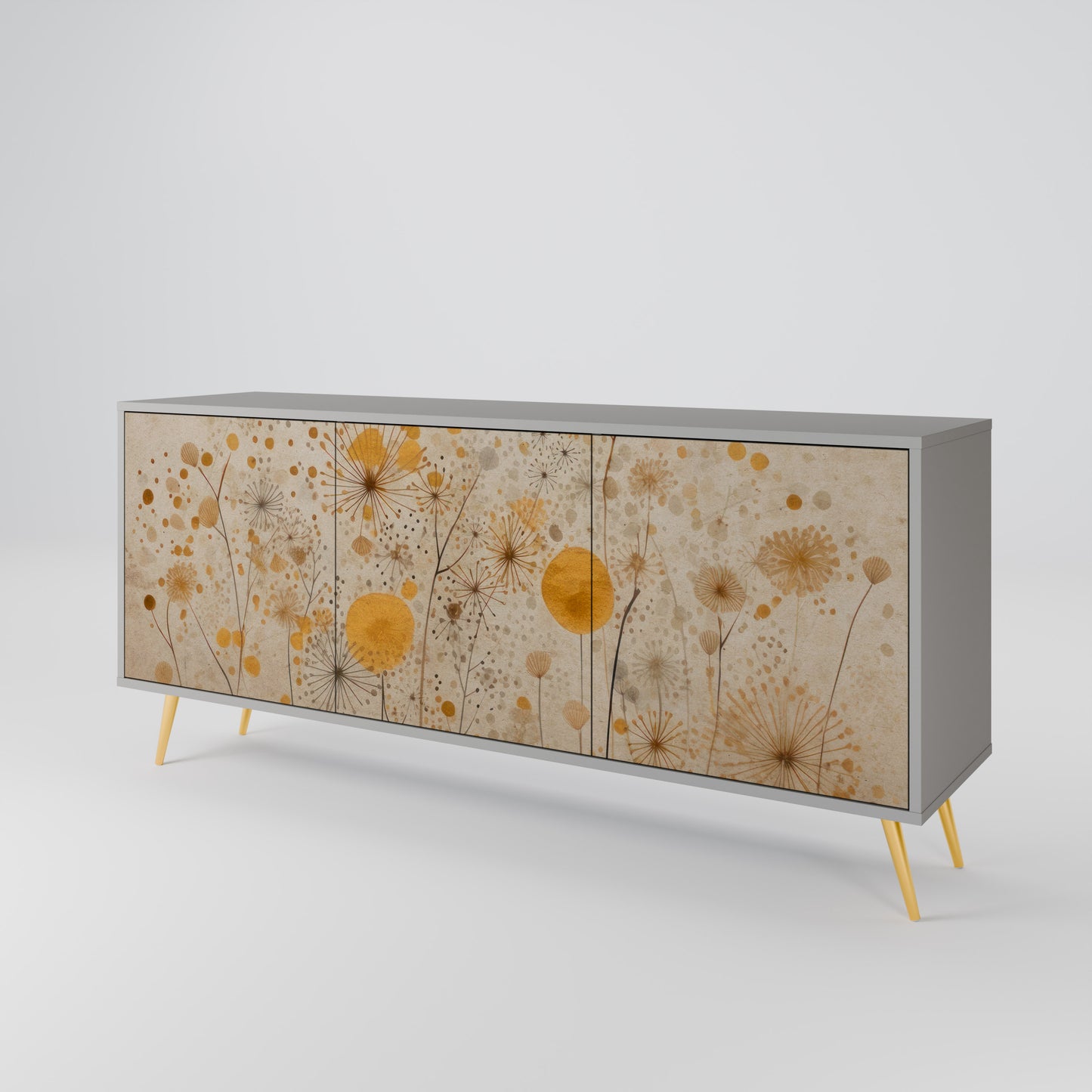 MORNING GLADE 3-Door Sideboard in Grey Finish