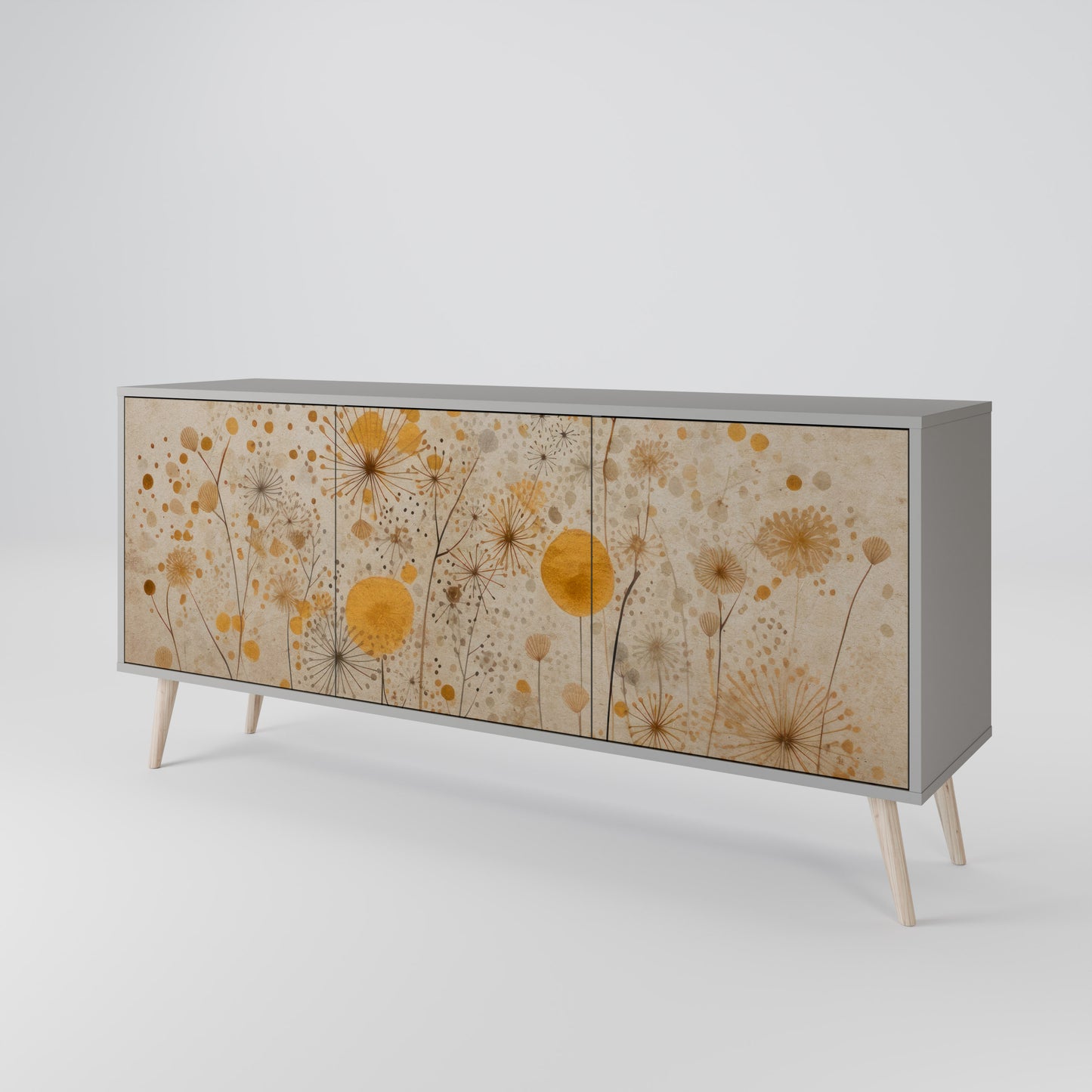 MORNING GLADE 3-Door Sideboard in Grey Finish