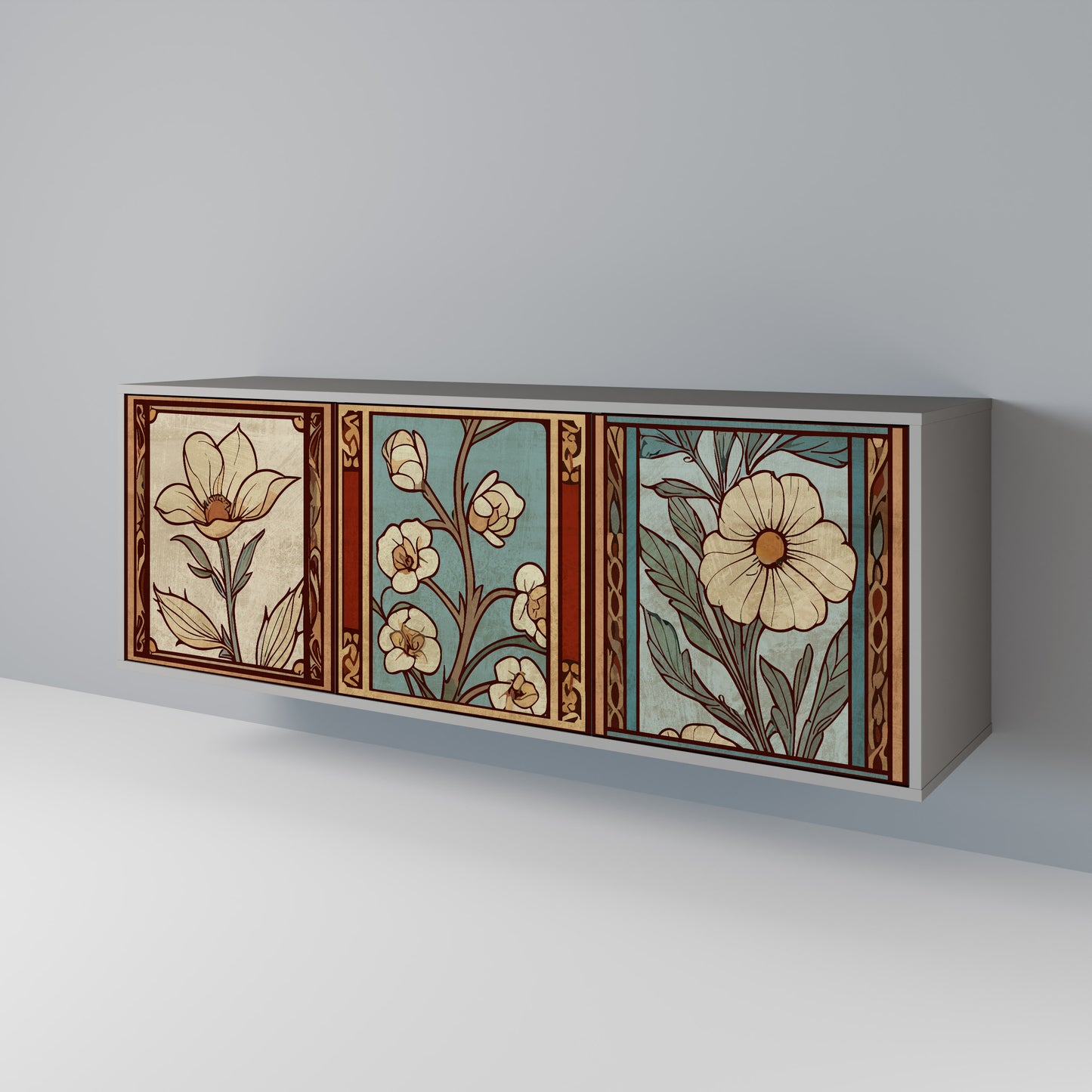 TIMELESS FLORA 3-Door Sideboard in Grey Finish