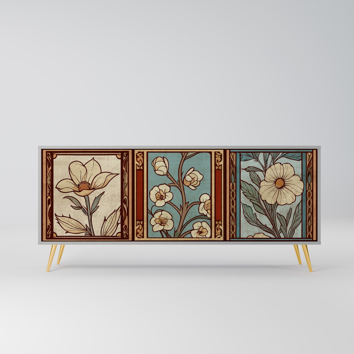 TIMELESS FLORA 3-Door Sideboard in Grey Finish