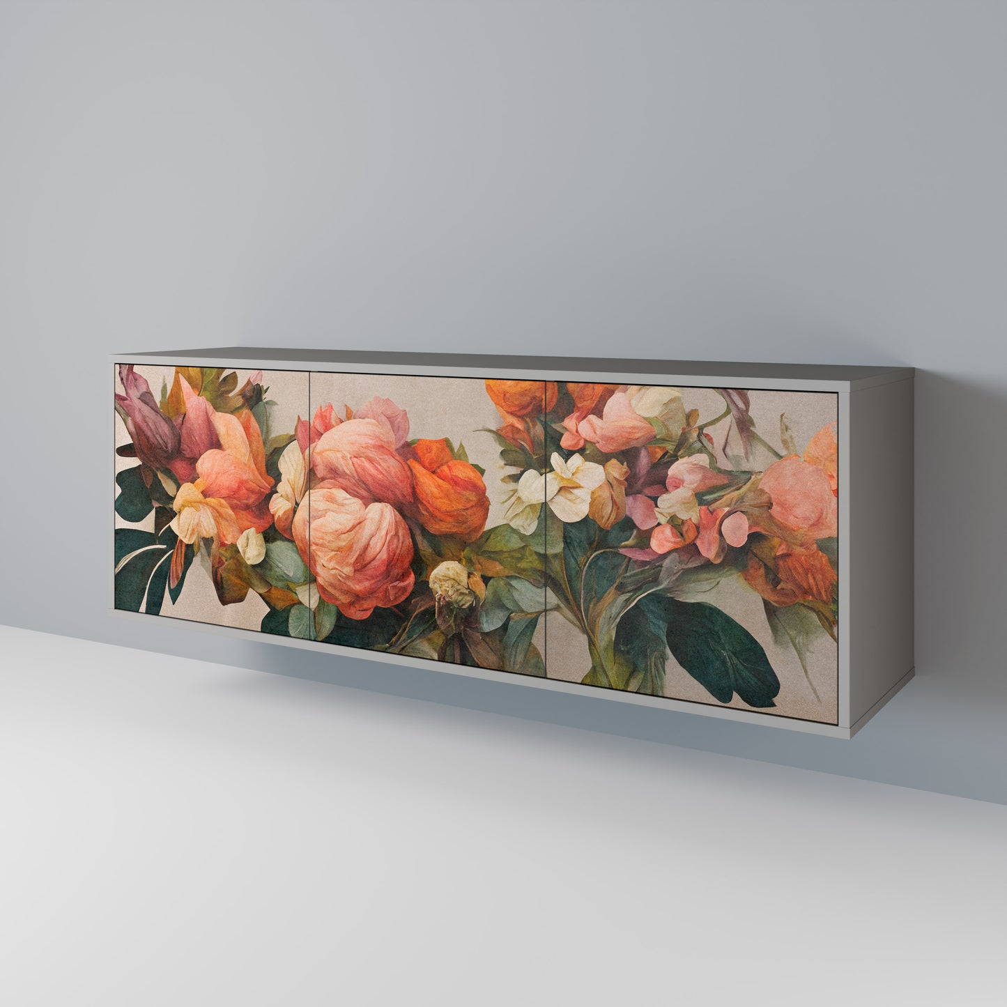 STYLISH BEAUTY 3-Door Sideboard in Grey Finish