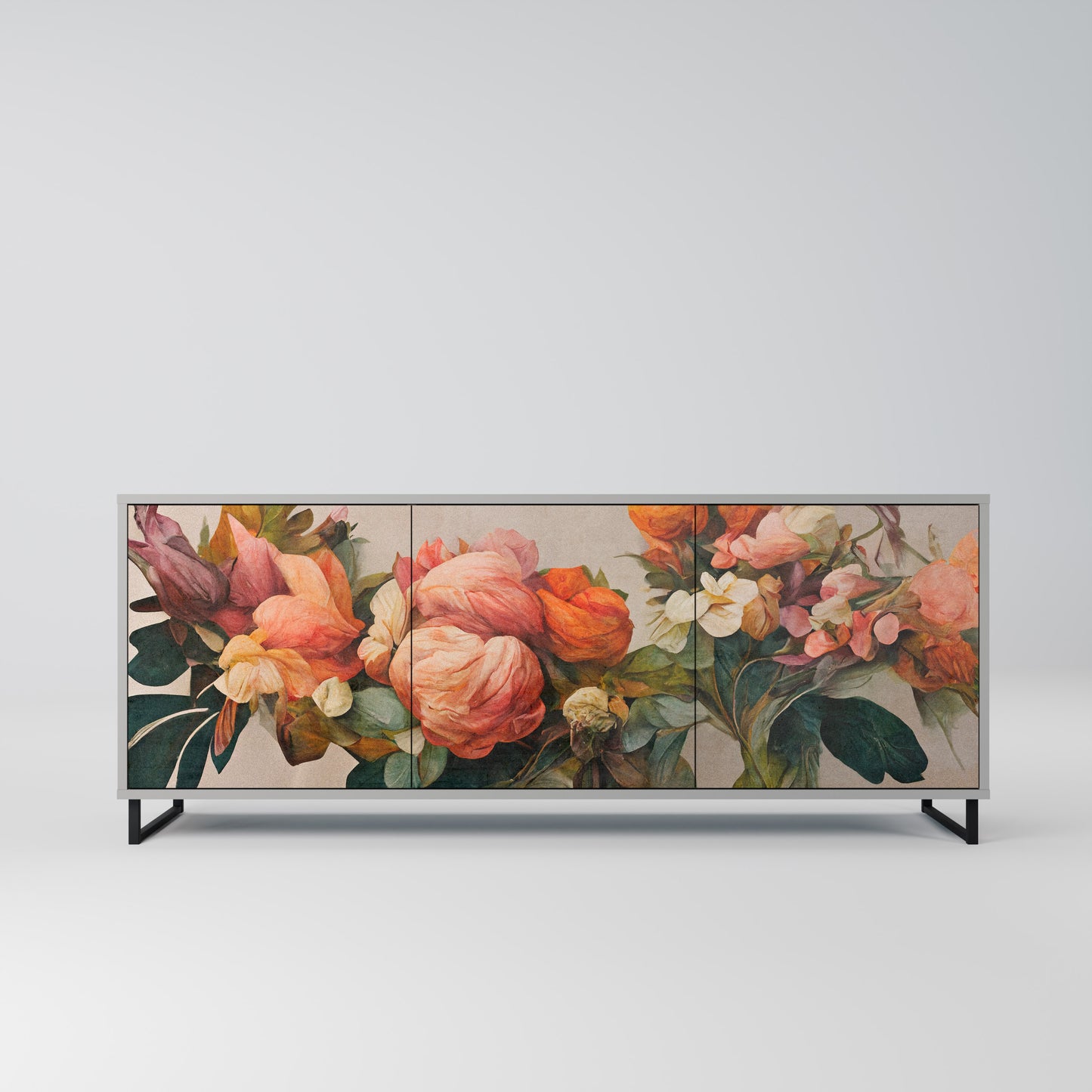 STYLISH BEAUTY 3-Door Sideboard in Grey Finish