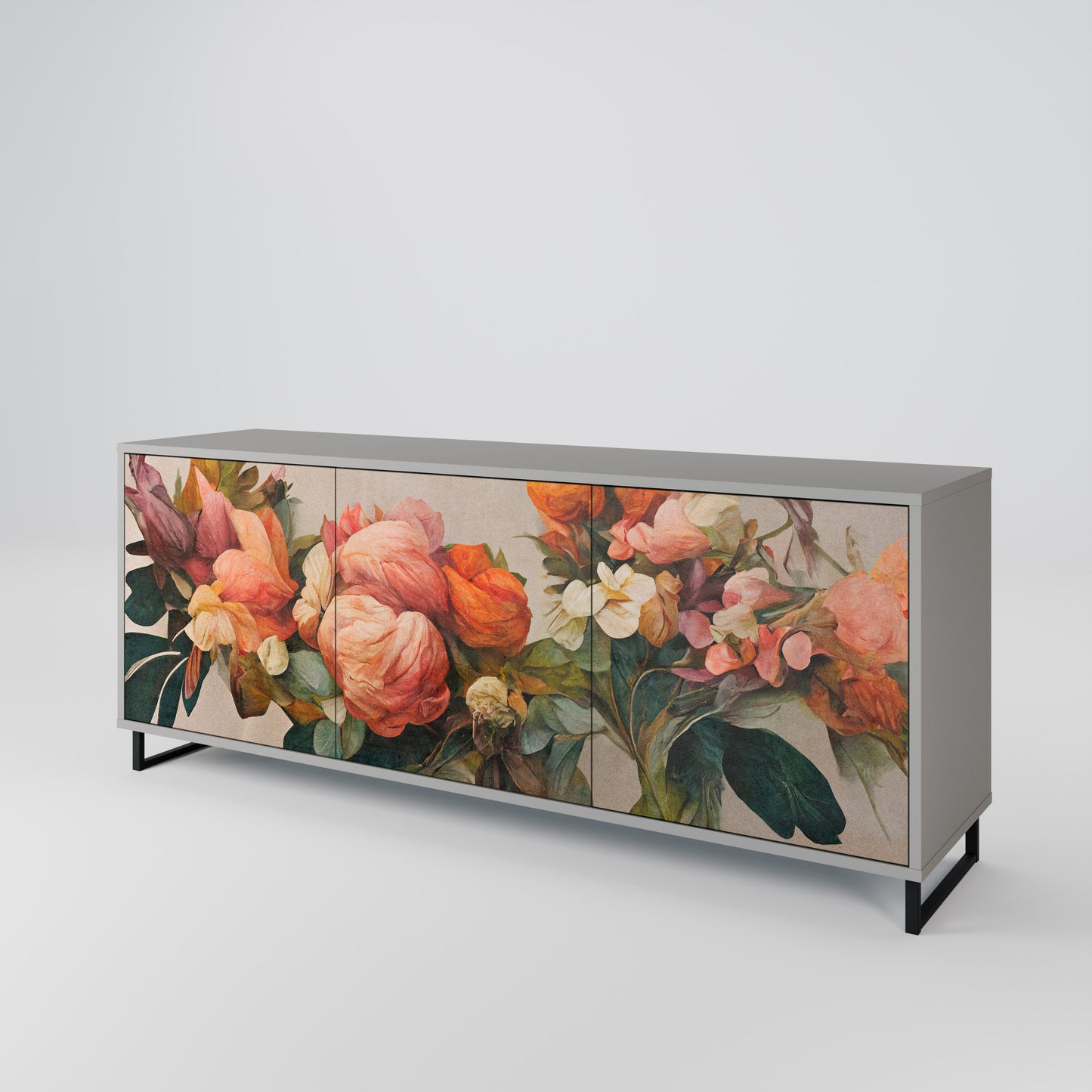 STYLISH BEAUTY 3-Door Sideboard in Grey Finish
