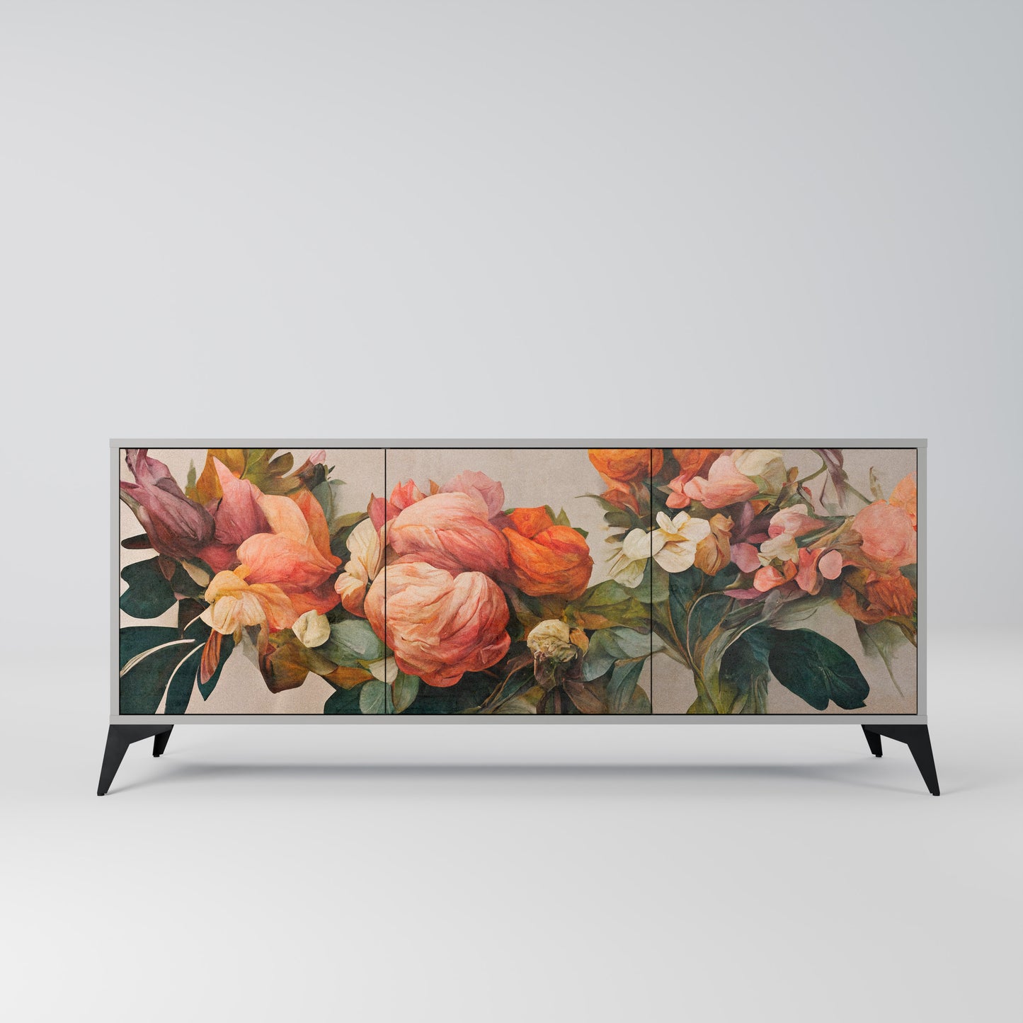 STYLISH BEAUTY 3-Door Sideboard in Grey Finish