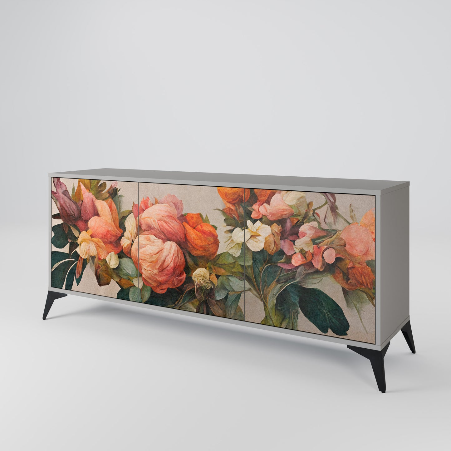 STYLISH BEAUTY 3-Door Sideboard in Grey Finish